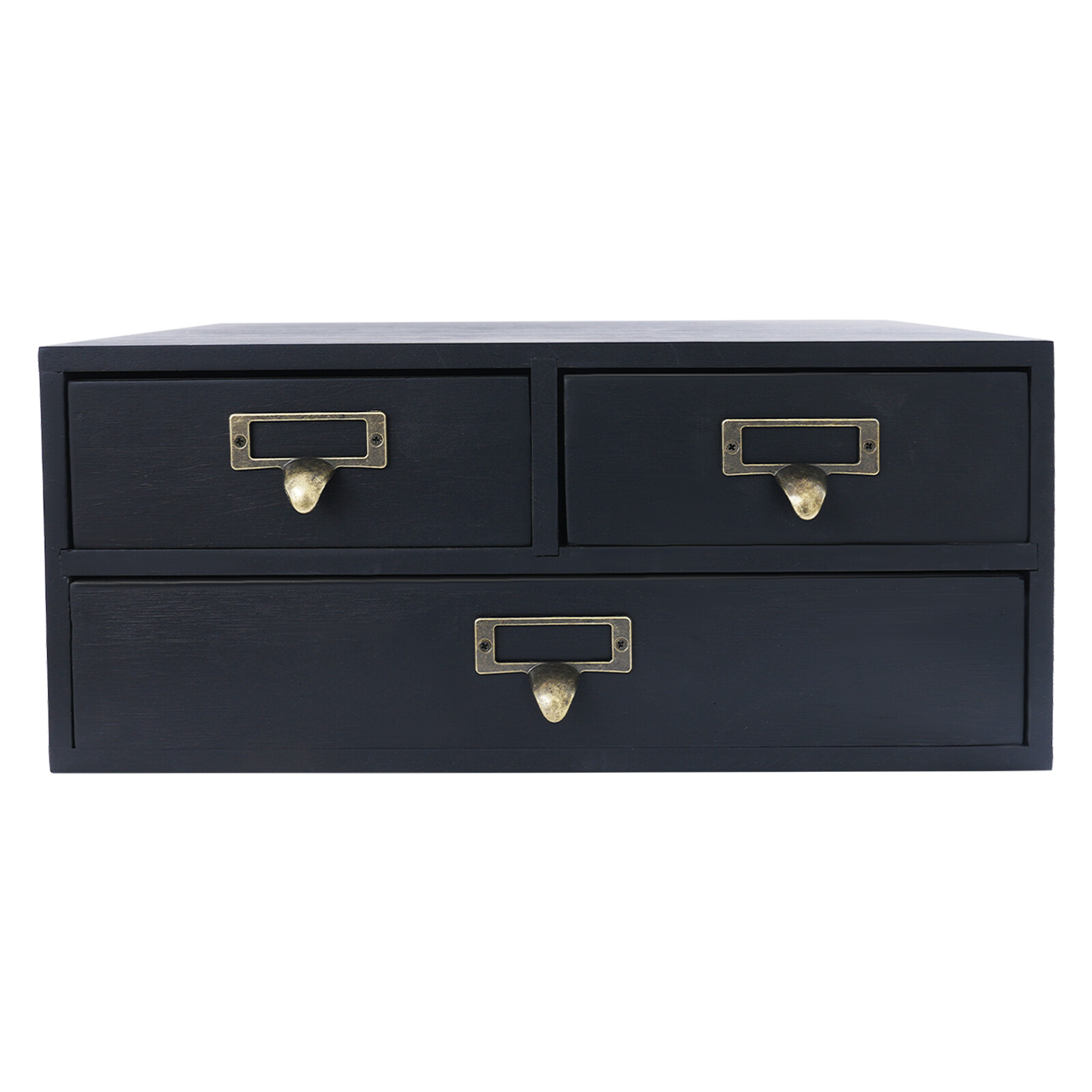 4 Pack 3 Drawer Wooden Desktop Organizer Drawer Storage Box For Tabletop- Black