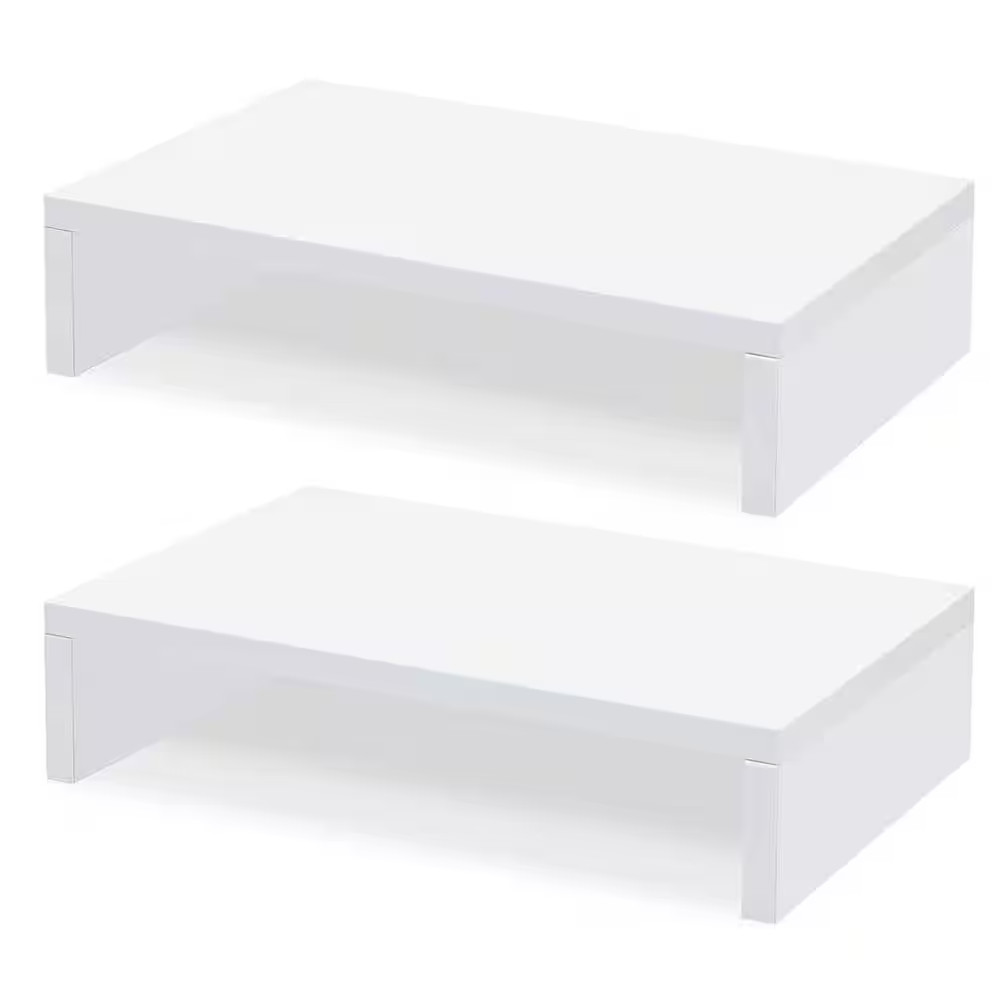 White 14 In. X 3.3 In. Wood Minimal Desk Organizer Stand, 2-Pack