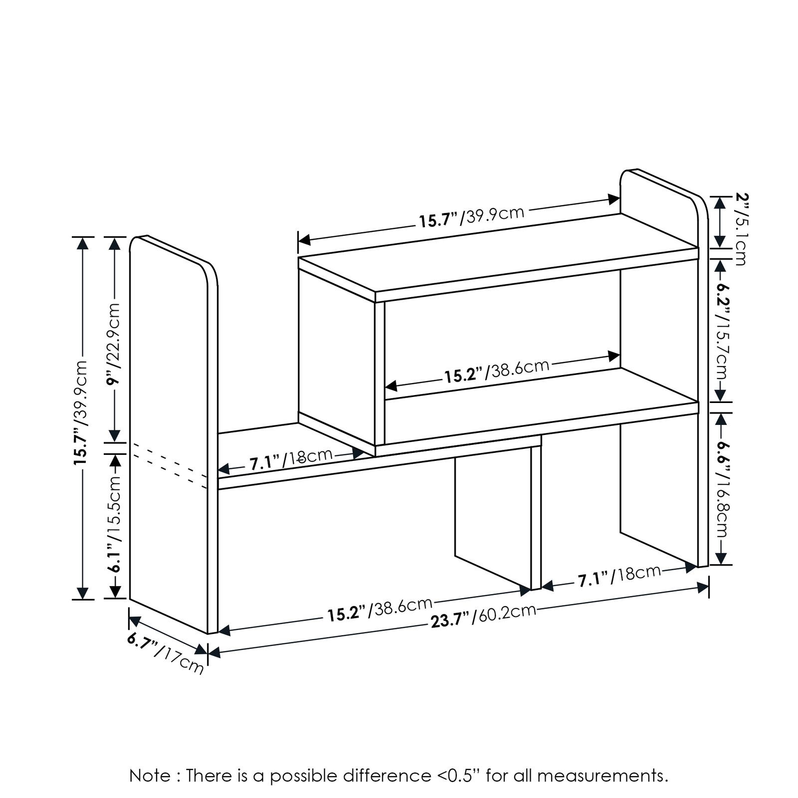 Furinno CLASSIC Desk Top Organizer Bookshelf in Espresso
