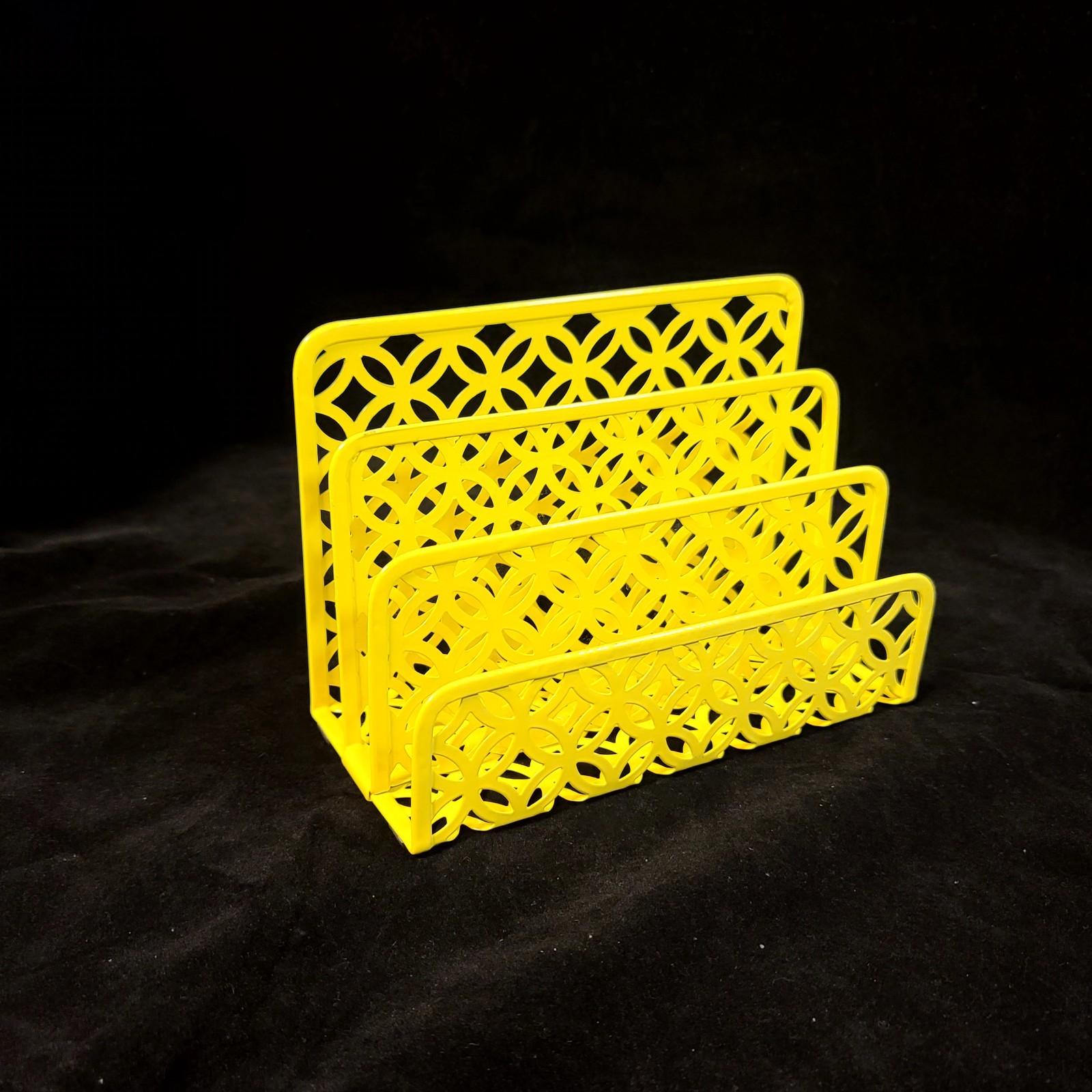 Yellow Desk Organizer Mail Sorter Metal Letter Holder Office