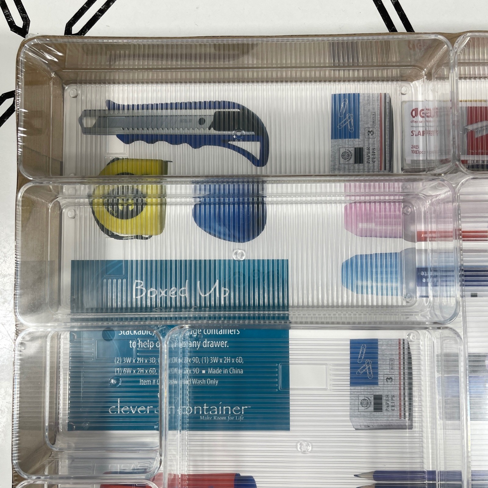 Stackable Drawer Organizer Clear Plastic Office Desk Supply Holder