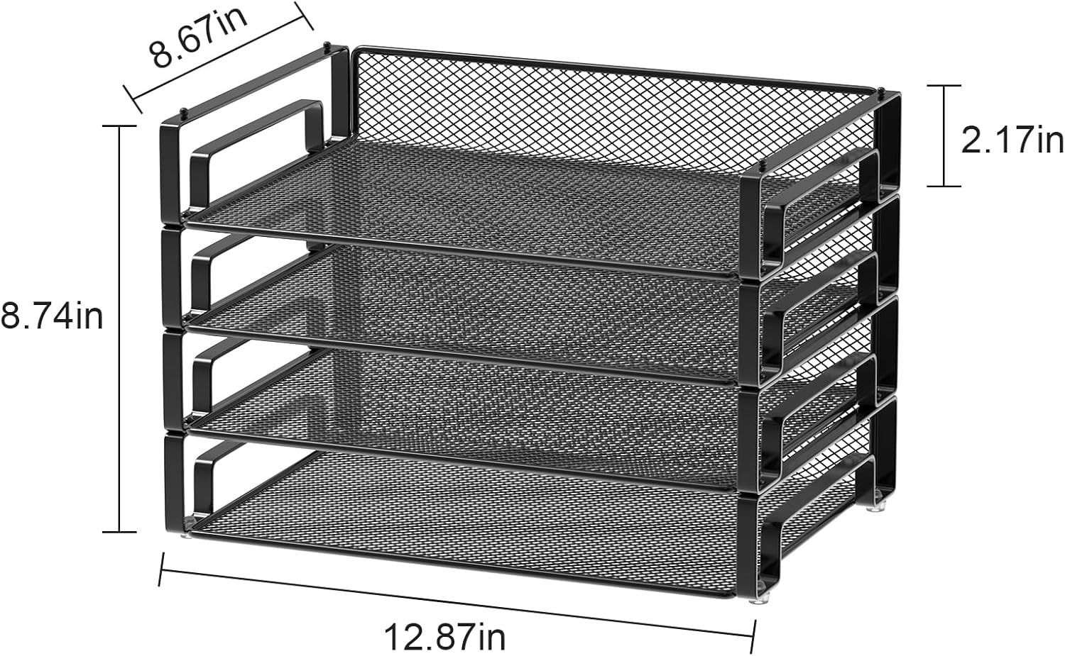 4 Pack Stackable Letter Paper Tray, Desk File Organizer Paper Sorter for Lett…