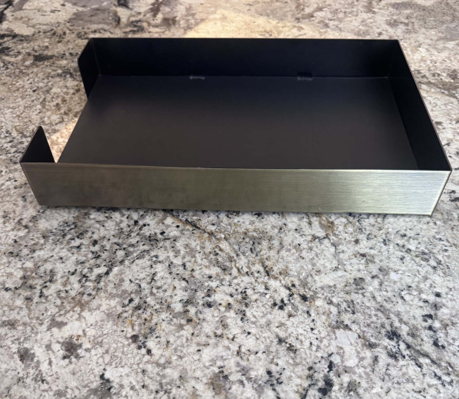 Vintage Smokador Office Letter Tray Organizer Brushed Brass 1970’s 15″x10.5″x2″