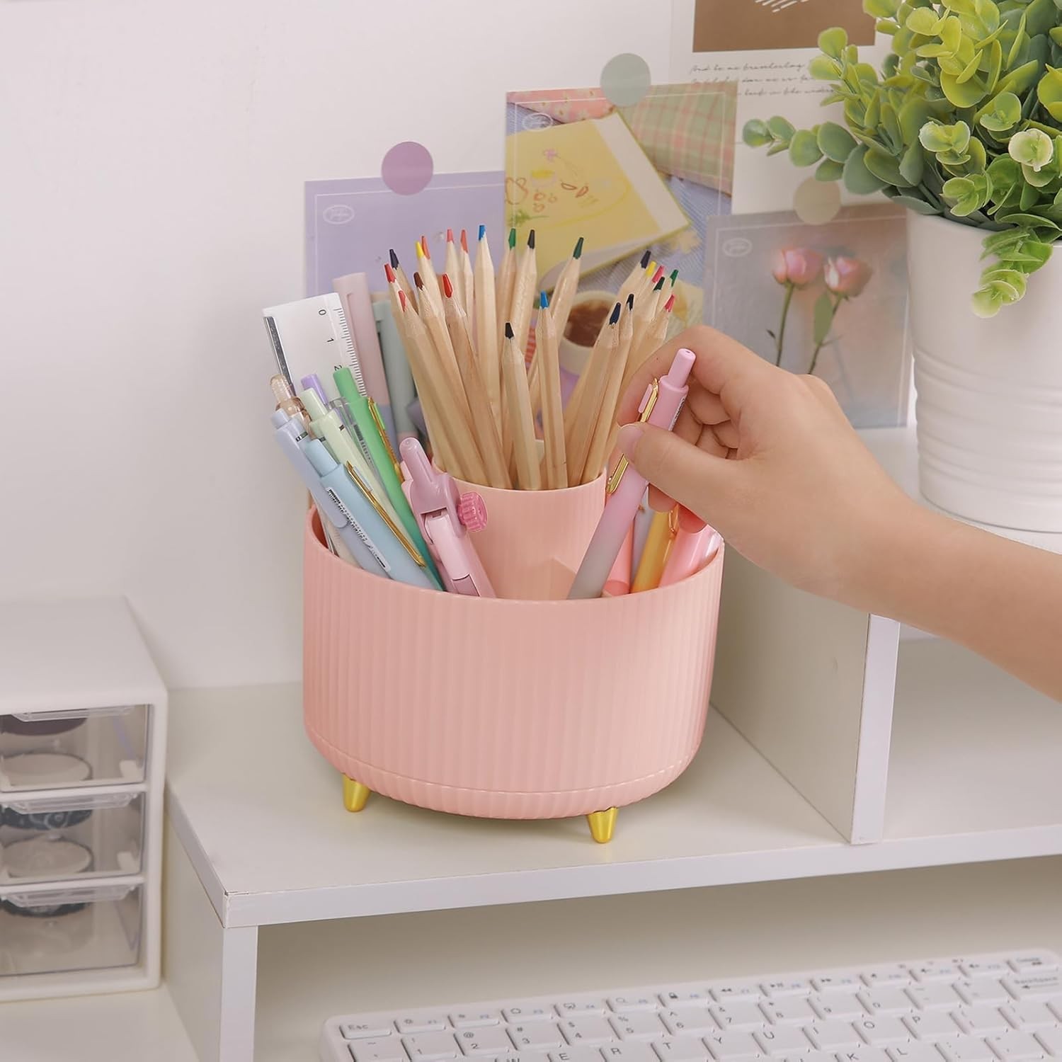 Rotating Pen Holder Desk Organizer 360 Degree Pencil Cup Desktop Storage