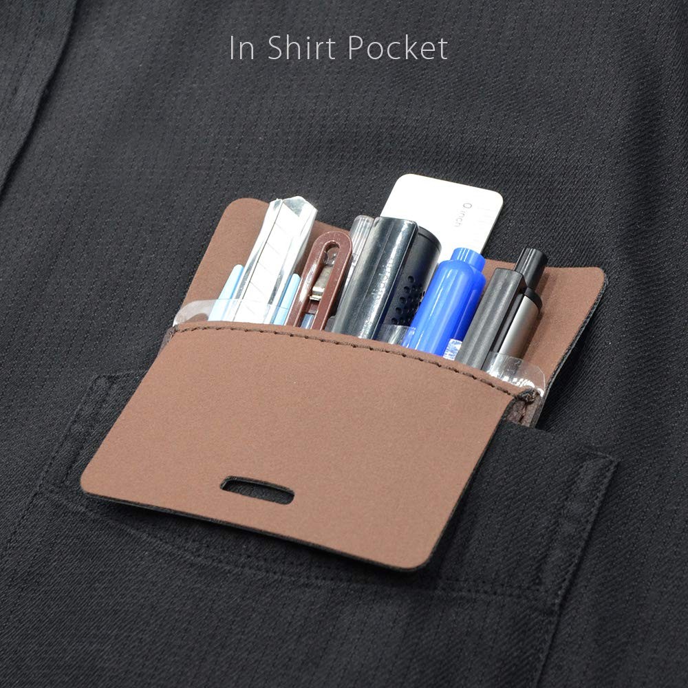 2-PACK LEATHER POCKET PROTECTOR Pen Pouch Holder Shirt Jacket Tool Organizer NEW