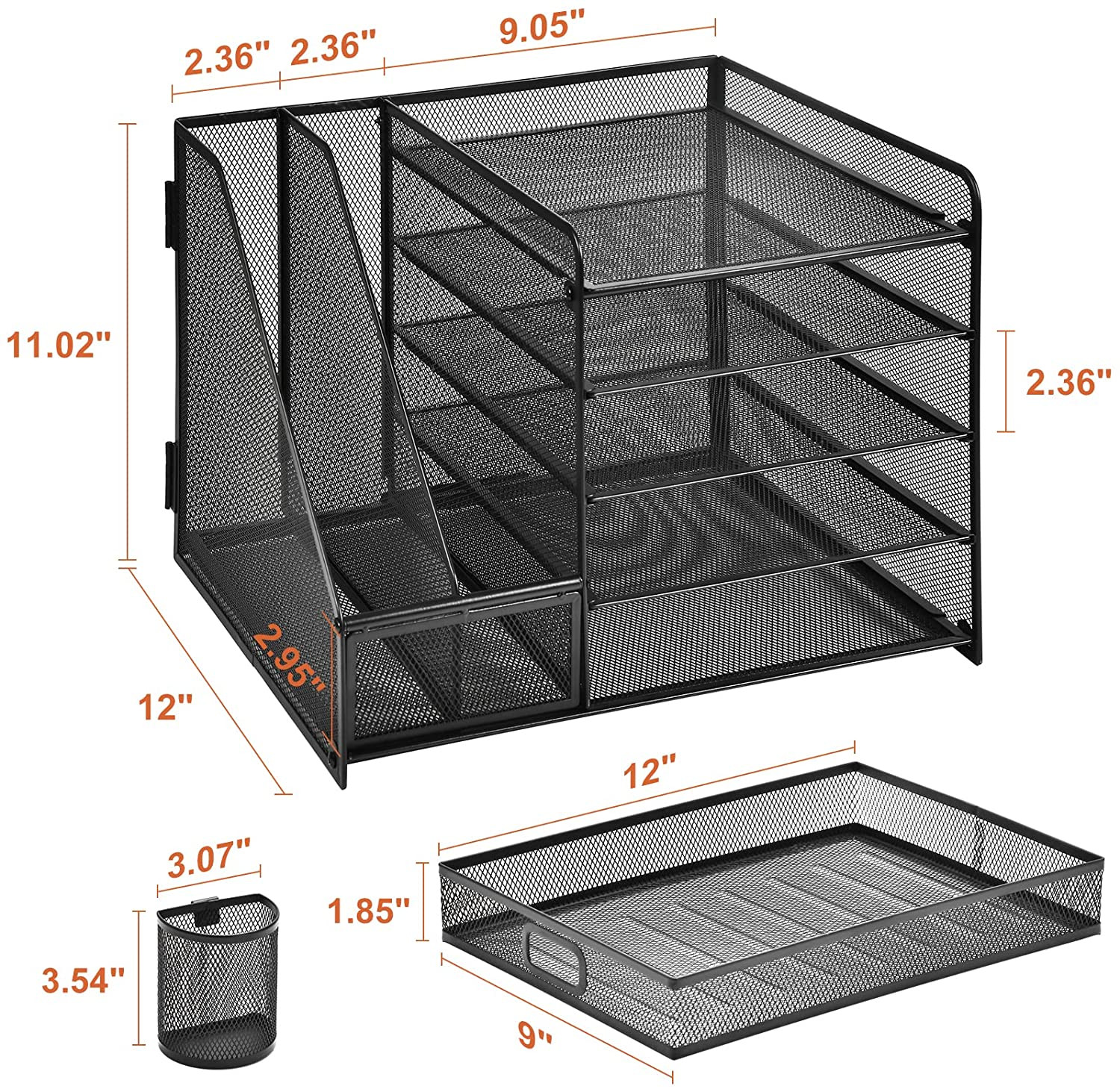 Marbrasse Desk Organizer with File Holder, 5-Tier Paper Letter Tray Organizer wi