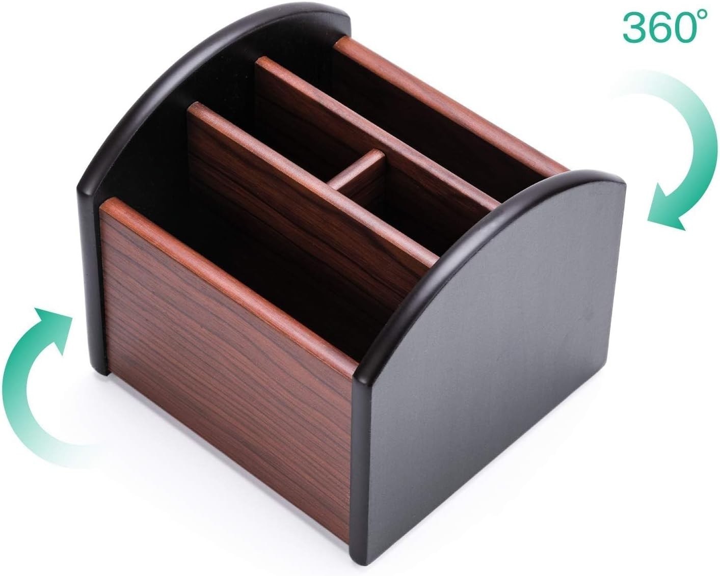 Remote Control Holder Caddy, Wooden Desk Organizer with 4 Compartments, Multi…