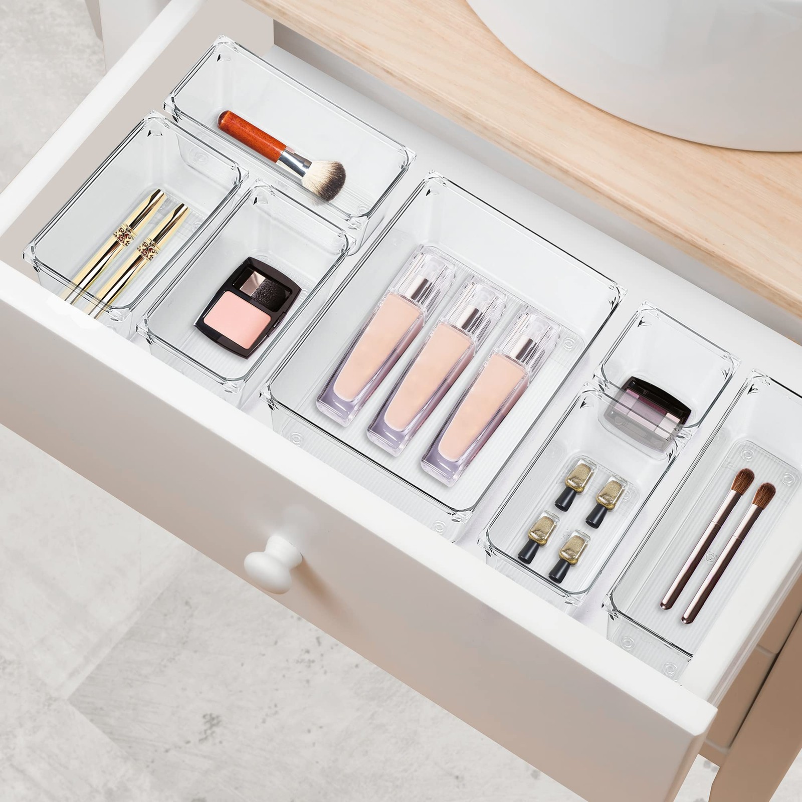 6 Pack Drawer Organizer – 6″ X 9″ Plastic Storage Bins, Acrylic Organizers wi…