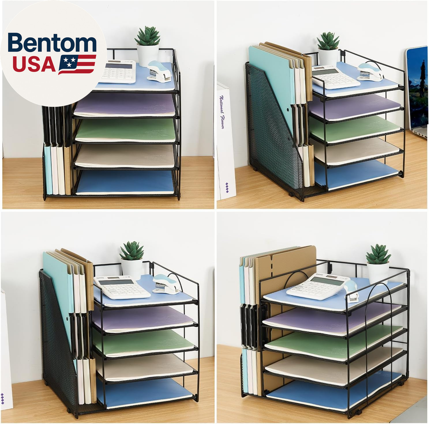 Desk Organizers and Accessories, 5-Tier Paper Letter Tray Organizer with File Ho
