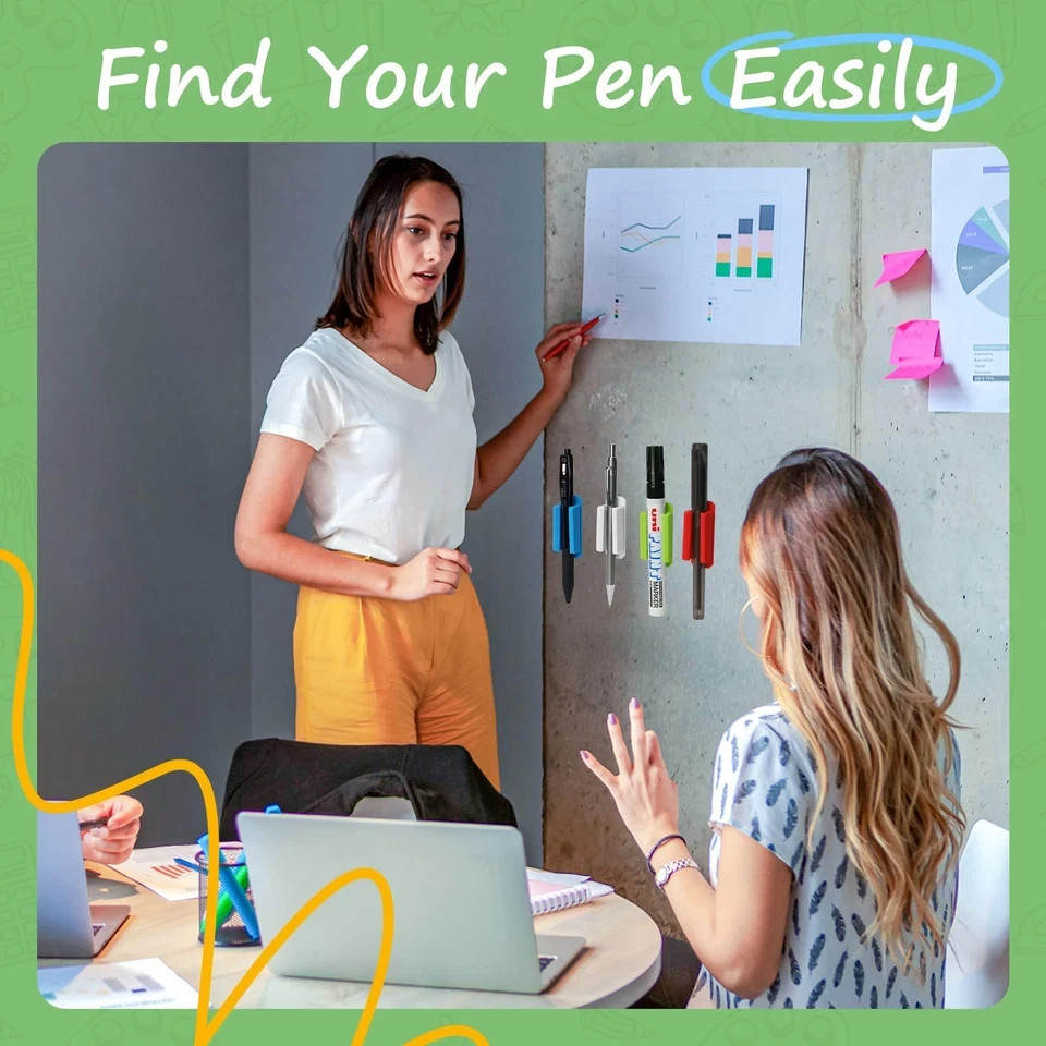 10PCS Adhesive Pen Holder Marker Holder Pencil Holder Colorful Soft Silicone