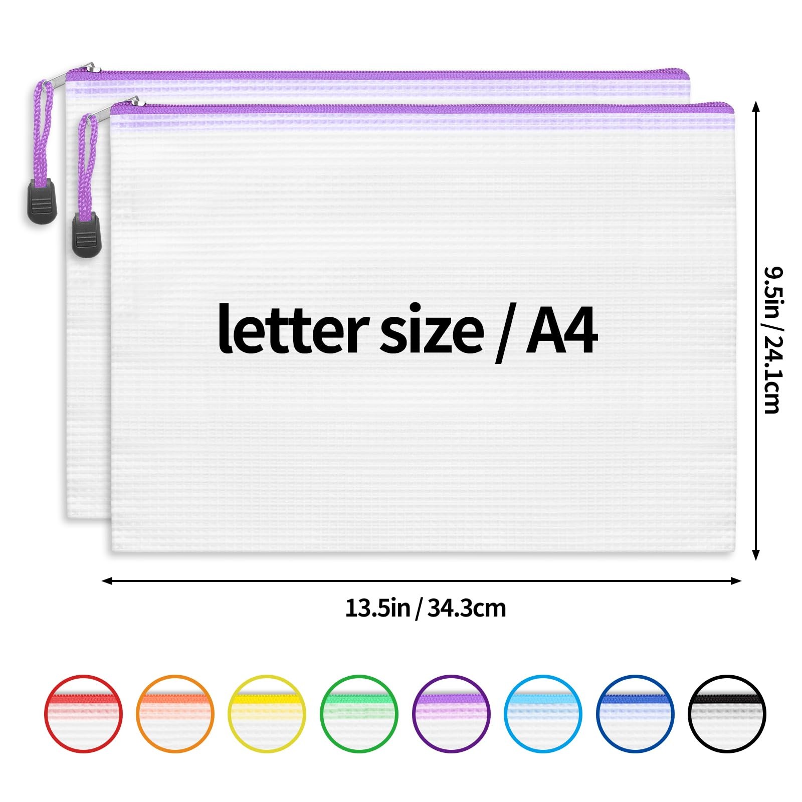 32 PCS Mesh Zipper Pouch Bags Letter A4 Size Office Supplies Organizing File