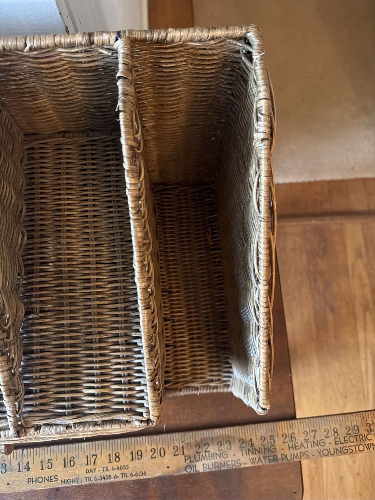 Vintage Wicker Rattan Tabletop Desk Mail Letter Stationery Organizer Drawers