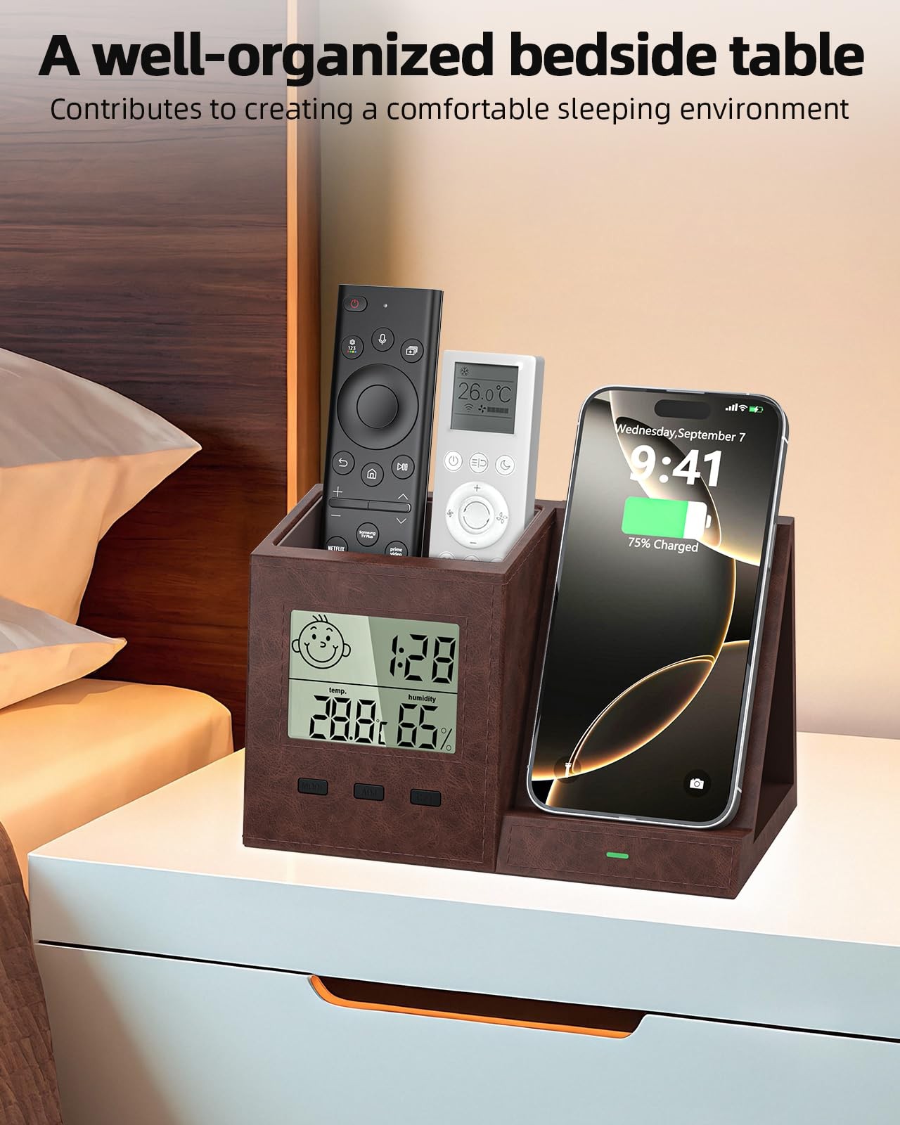 Multifunctional Pen Holder and Organizer for Desk with Wireless Charger, Digi…
