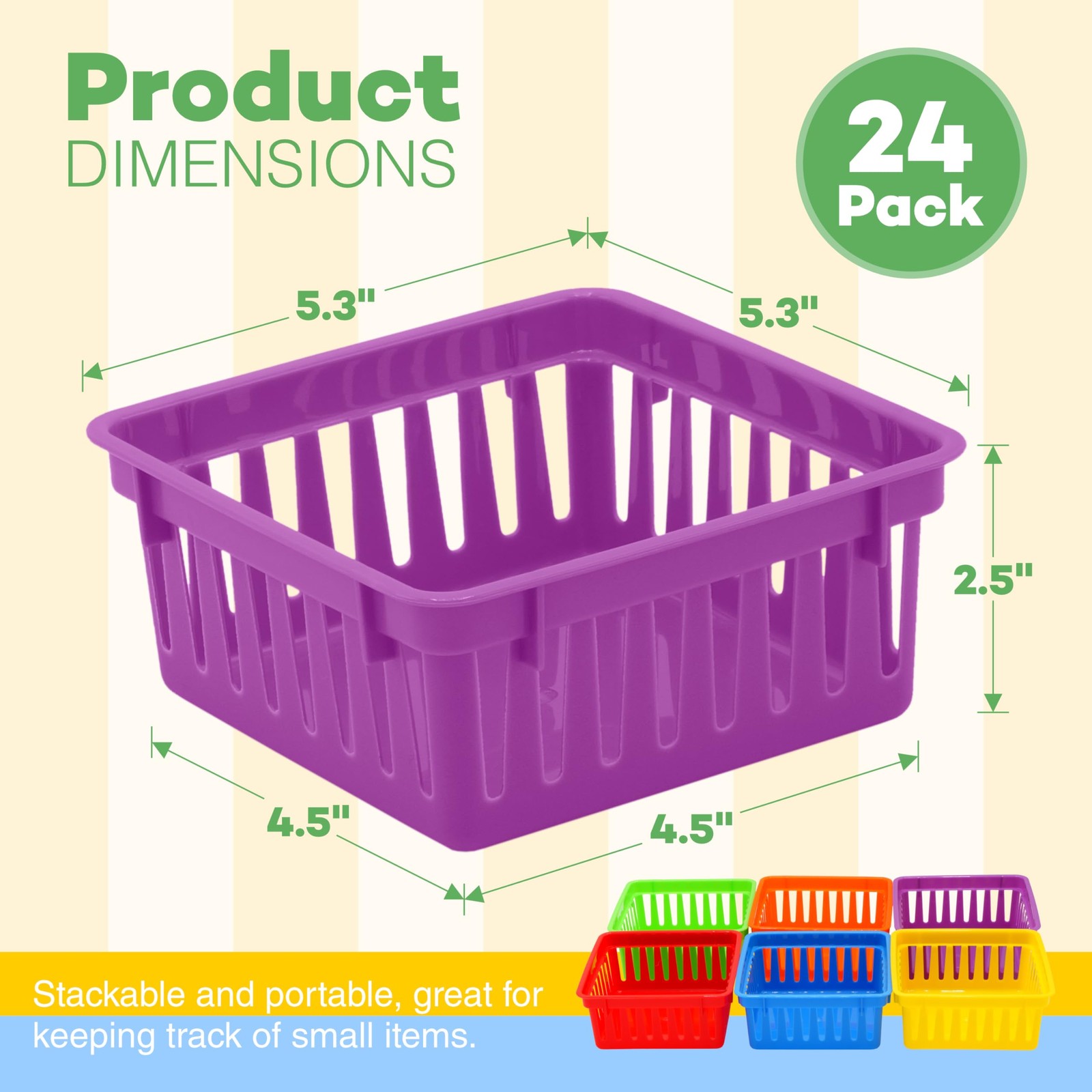 24 Pack Square Small Classroom Storage Baskets Organizer Bins for Desk