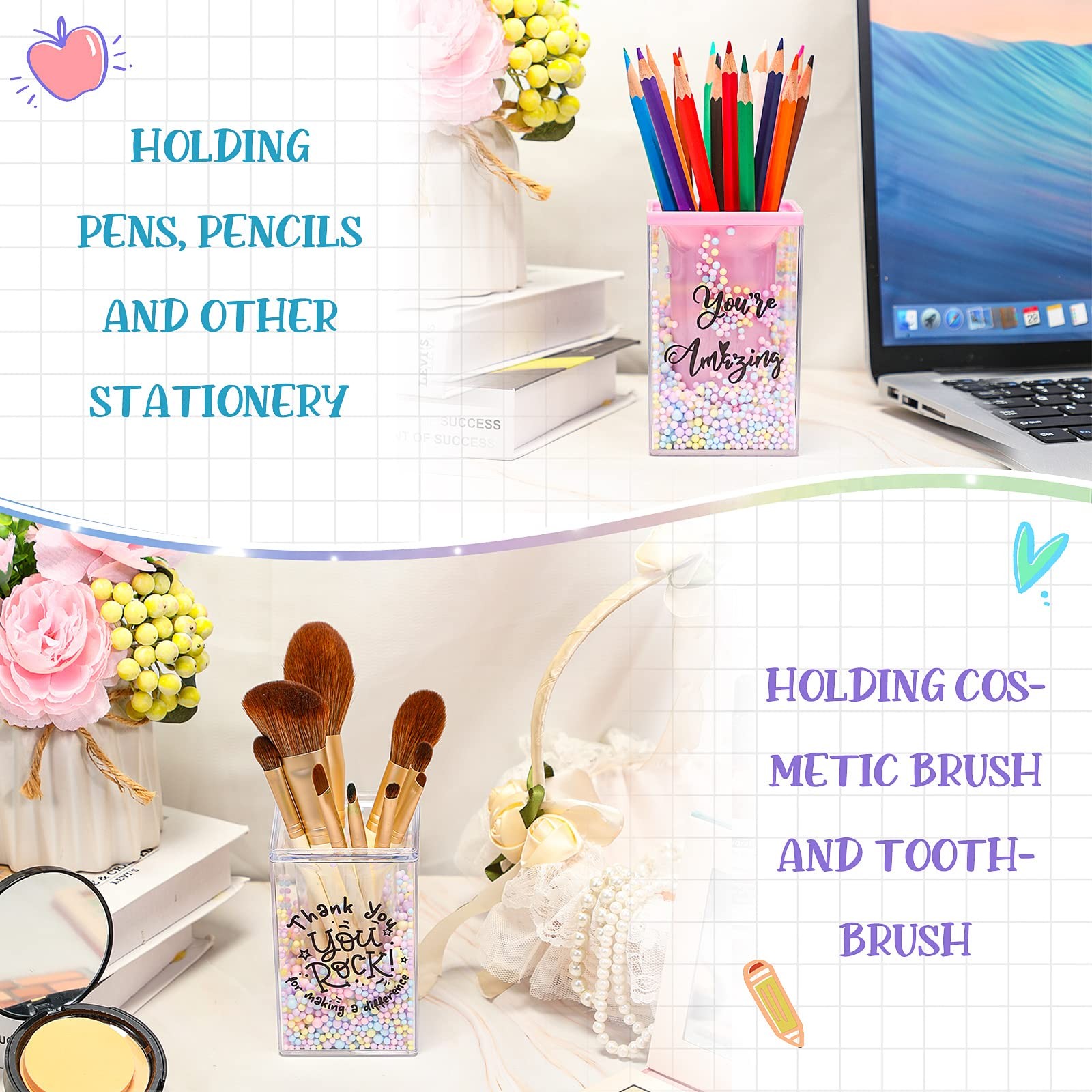 10 Pcs Appreciation Gifts for Coworkers Bulk Cute Bubble Pencil Holder Inspir…