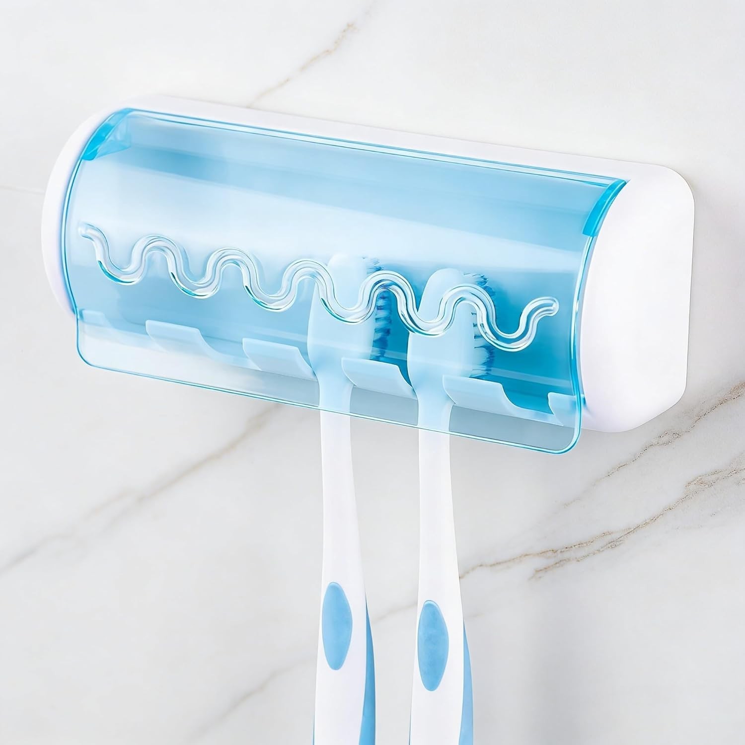 1 PCS Self Adhesive Toothbrush Holder W/ Cover Bathroom 5-Slot Wall Mounted