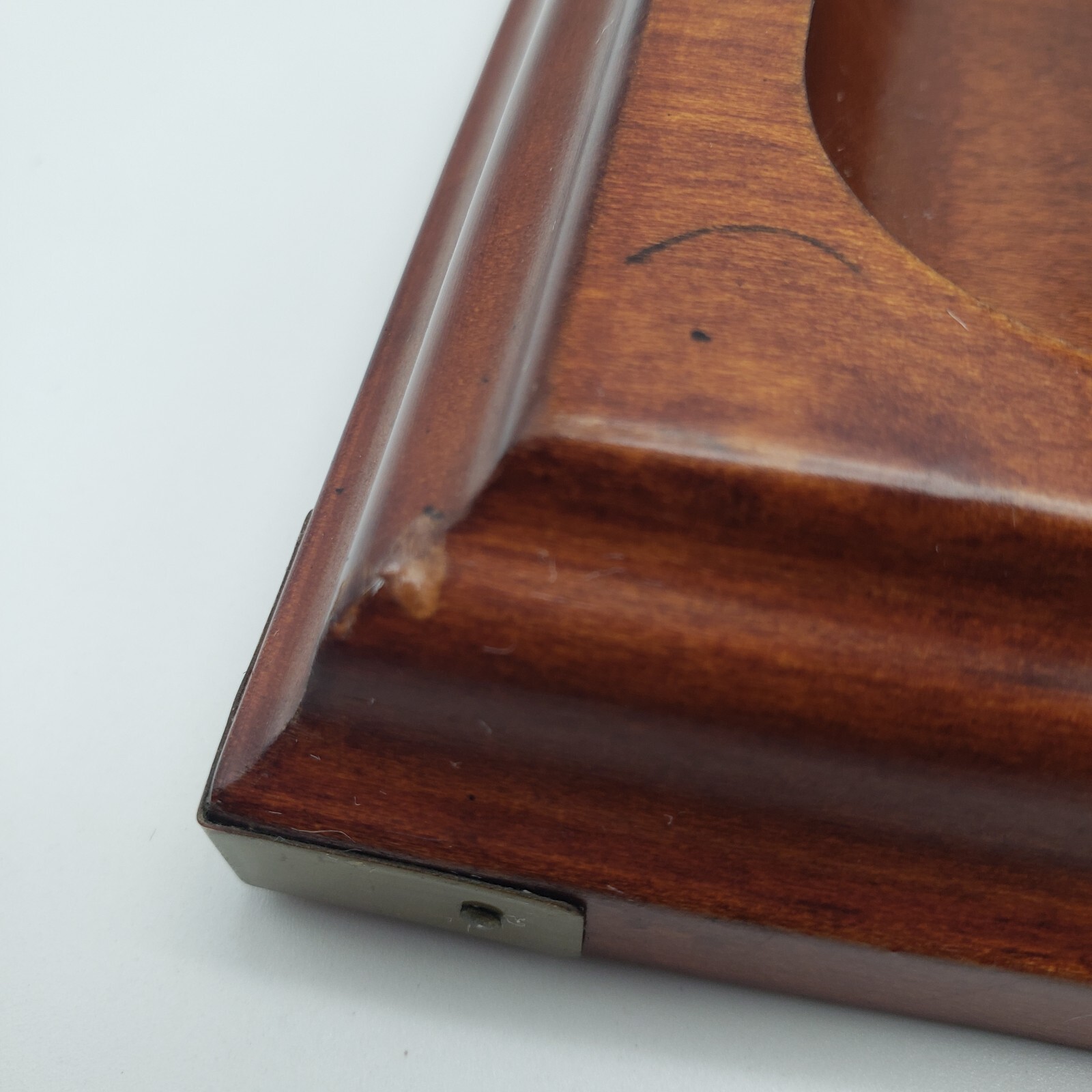 Vintage BOMBAY Wood Office Desktop Dresser Tray Organizer Brass Corners 1996