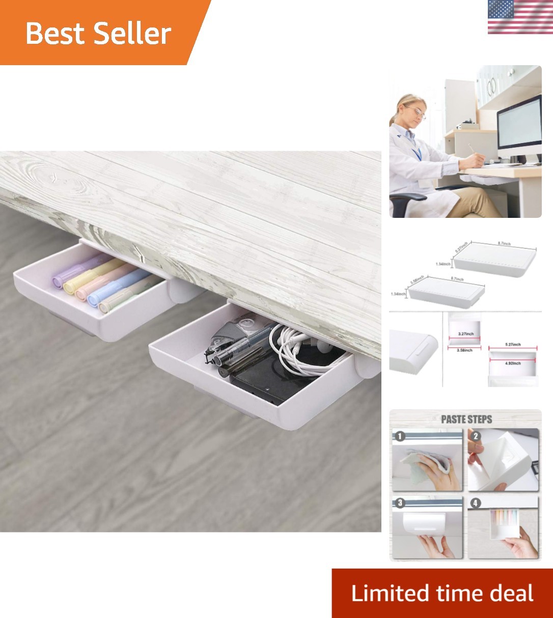 Compact Self-Adhesive Desk Drawer Organizers for Elegant and Functional Spaces