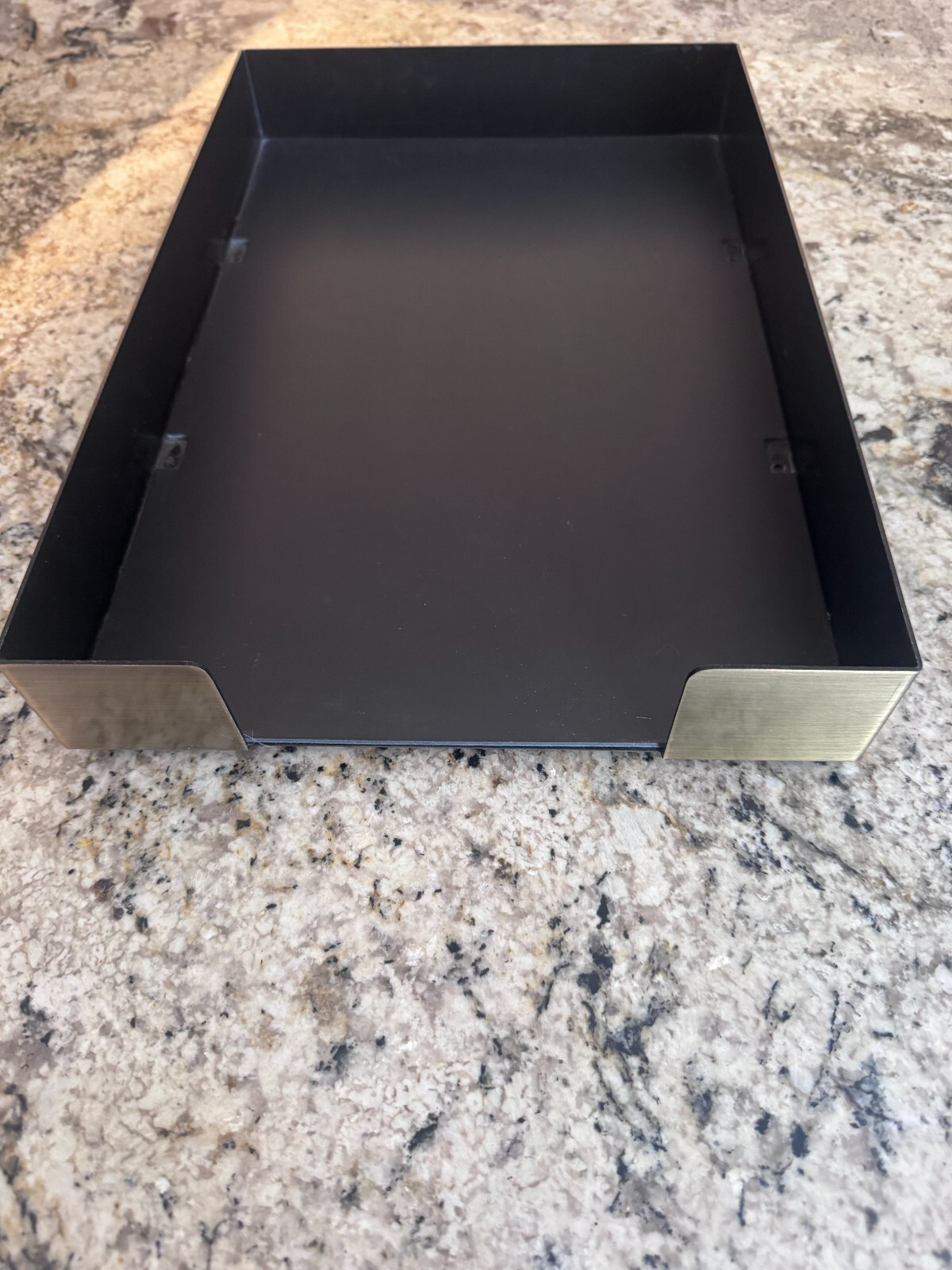 Vintage Smokador Office Letter Tray Organizer Brushed Brass 1970’s 15″x10.5″x2″