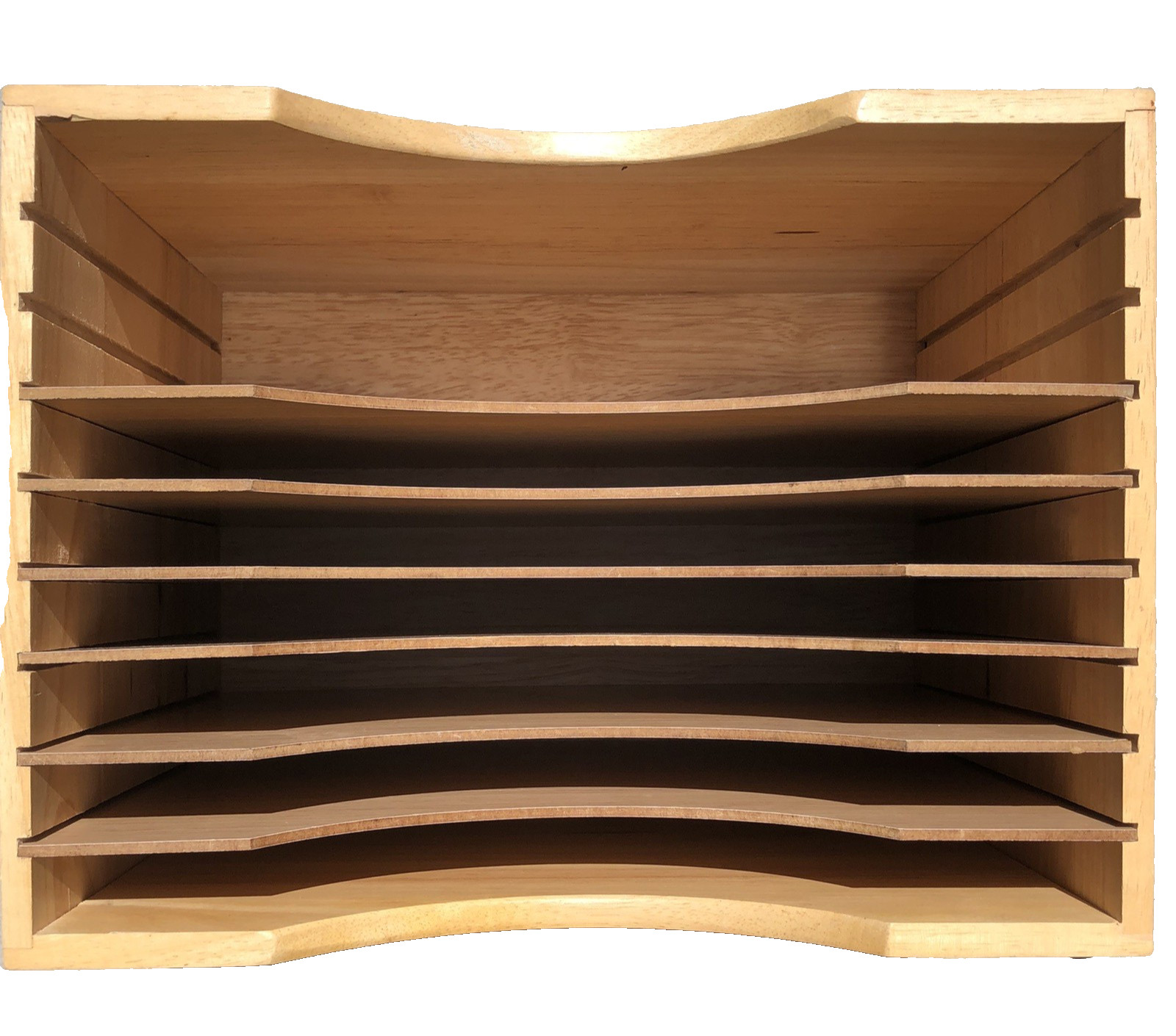 Safco Desktop Sorter Organizer Rectangular Wood Box 12.5x9x9.5 in 7 Compartments