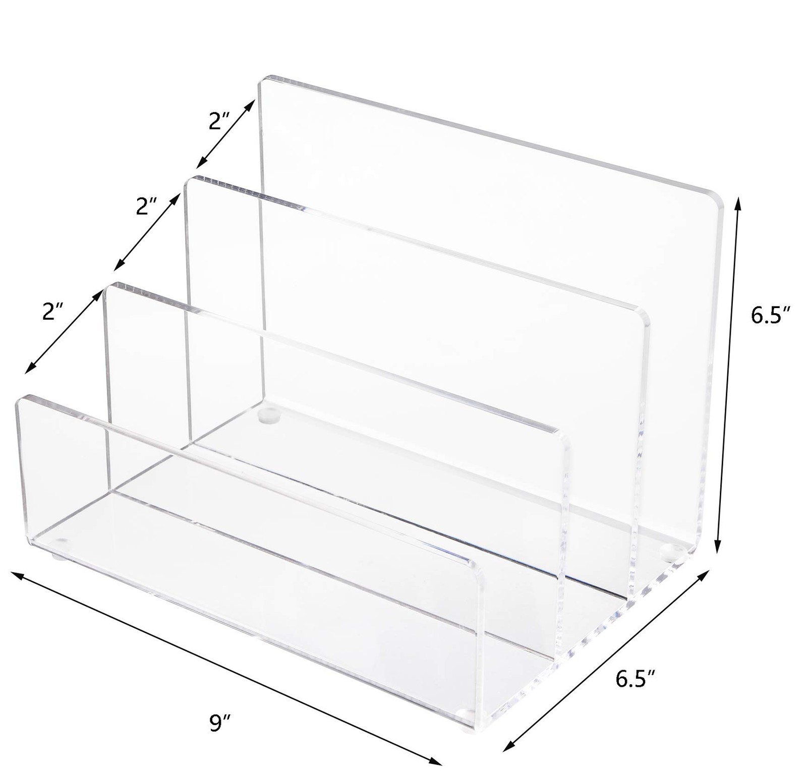 Clear Acrylic 3 Section Vertical Desktop Organizer File Holder 9×6.5×6.5 Inch