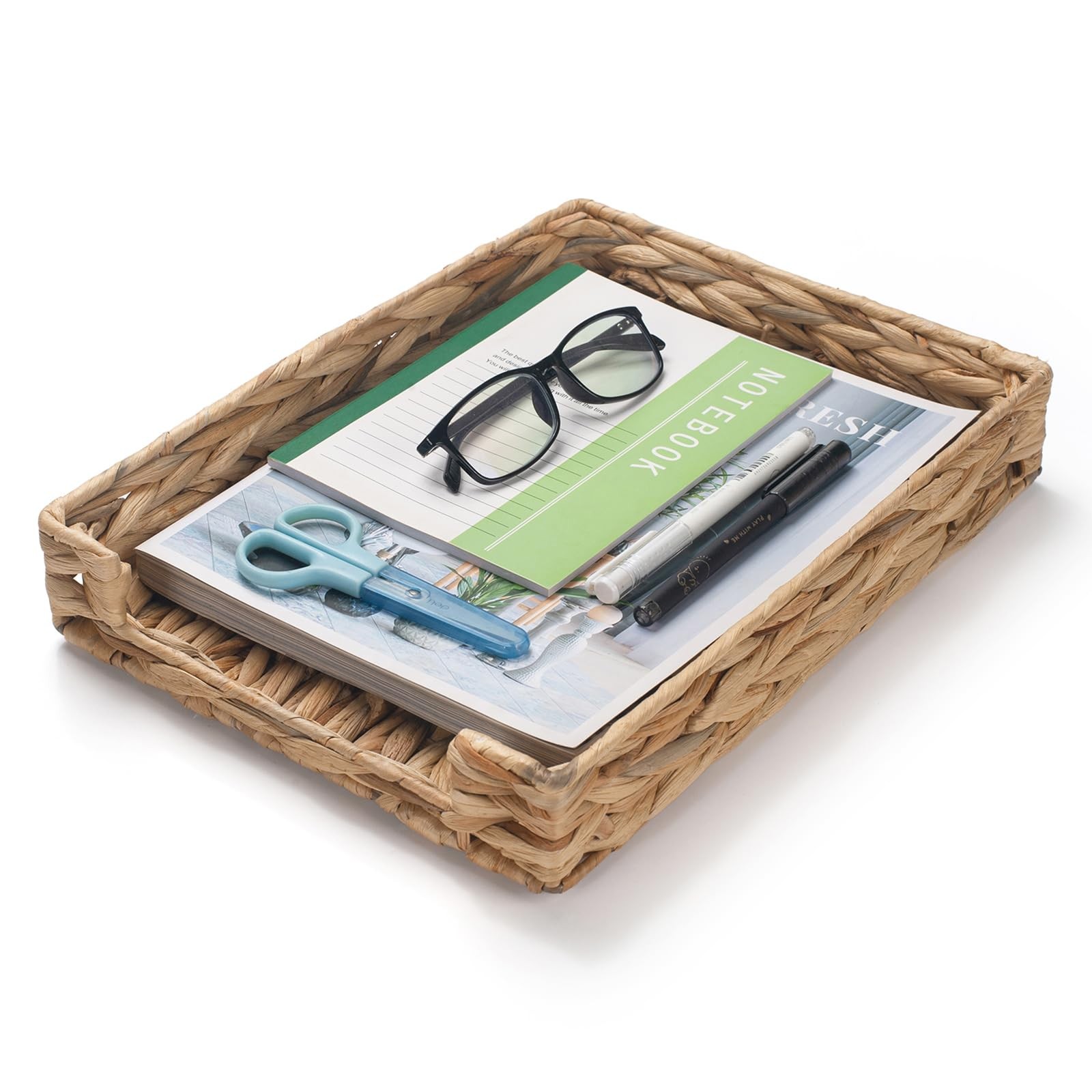 Water Hyacinth Letter Tray, Woven Desk Tray, Wicker Desktop Basket Organizer …