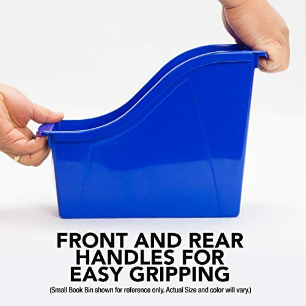 Storex Large Book Bin, Interlocking Plastic Organizer for Home, Office and Class