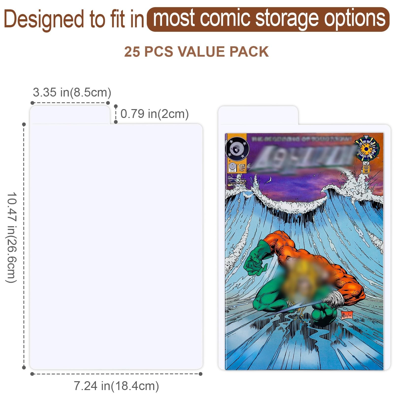25 Pack Cardboard Comic Book Dividers with Tabs, Storage Box Organizers