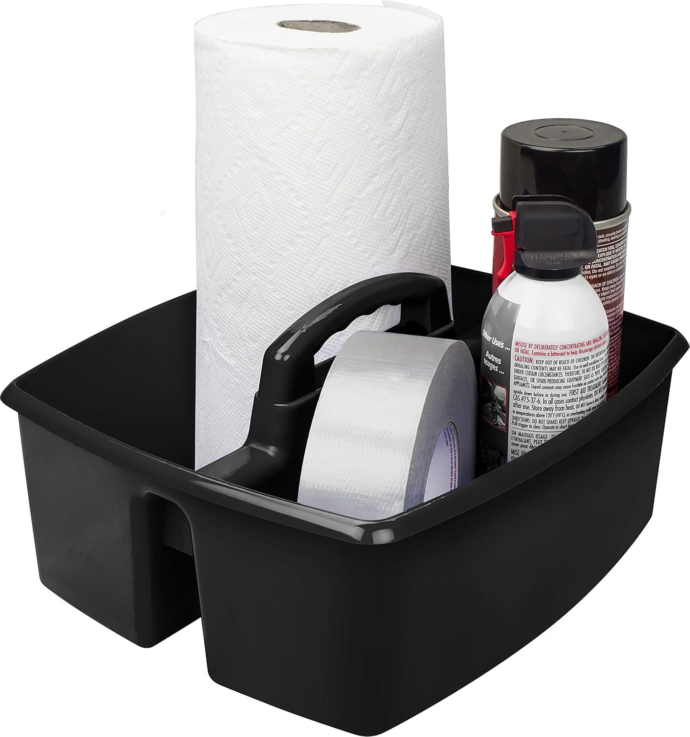 2-Compartment Large Caddy – Multipurpose Classroom Organizer with Handle, Black,