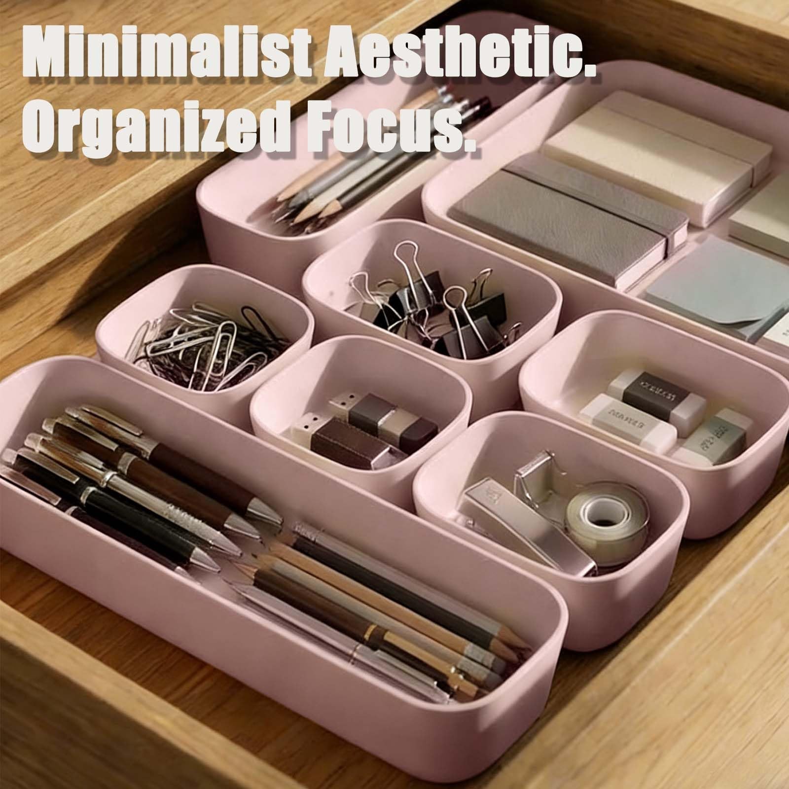SILIVO 8 PCS Unbreakable Silicone Drawer Organizer Trays, Aesthetic Pink