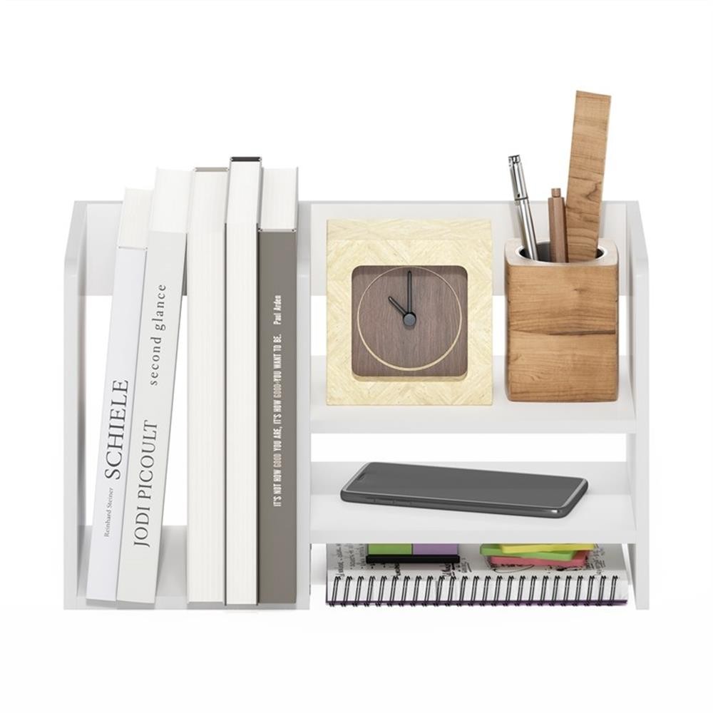 Pemberly Row Wood Desktop Book and Home Office Supplies Storage in White
