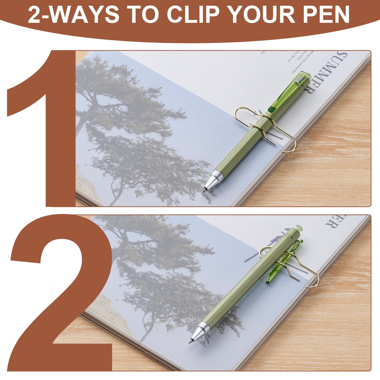 24 Pack Pen Holder for Notebook, Multi-Purpose Metal Paper Clip Pencil Holder…