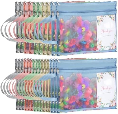 Marspark 25 Pack Colored Mesh Zipper Pouch Bags Double Layer Nylon Puzzle Bags