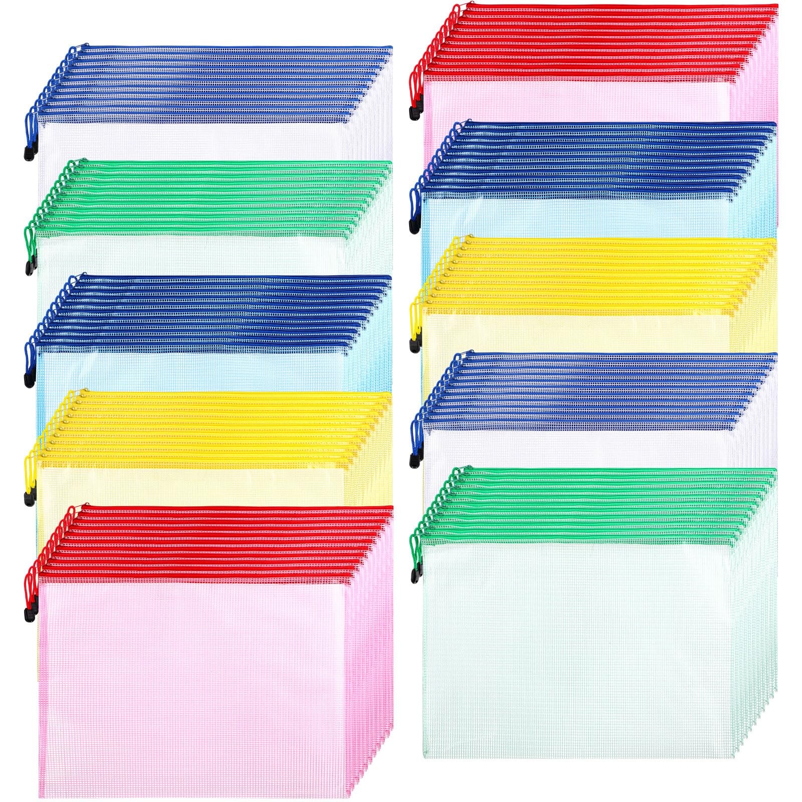 Zhehao 100 Pcs B4 Mesh Zipper Pouch Bag Bulk Mesh Pouch Zipper Waterproof Clear