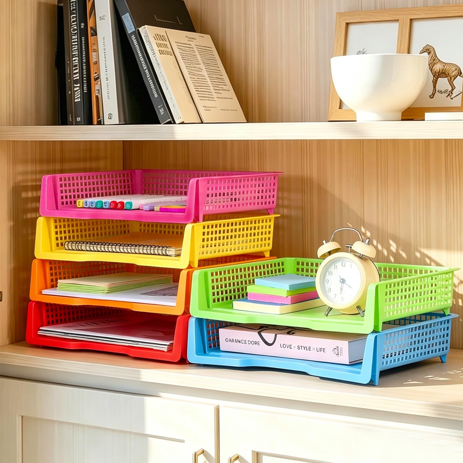 6 PCS Classroom Paper Organizers Baskets Trays For Teachers 13.4×9.5×2.7 In