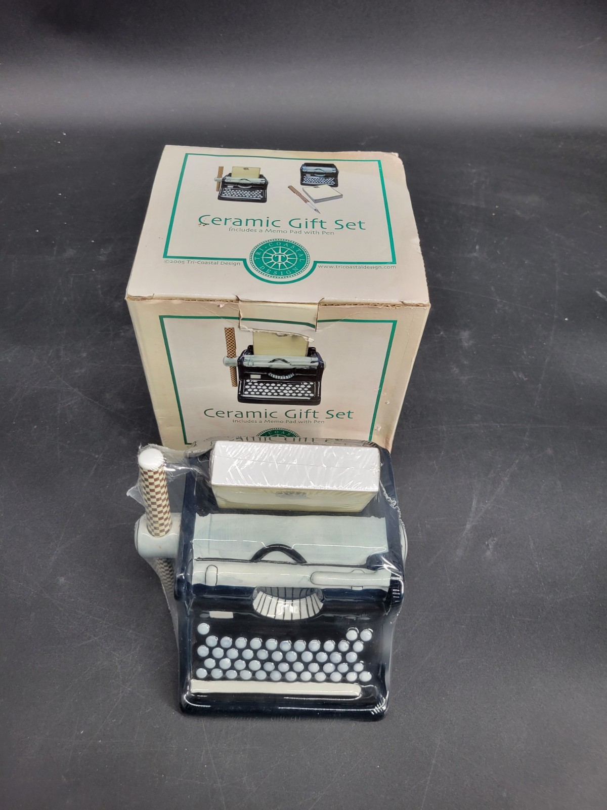 Vintage 2005 Typewriter Shape Ceramic Gift Set by Tri-Coastal Design -New In Box
