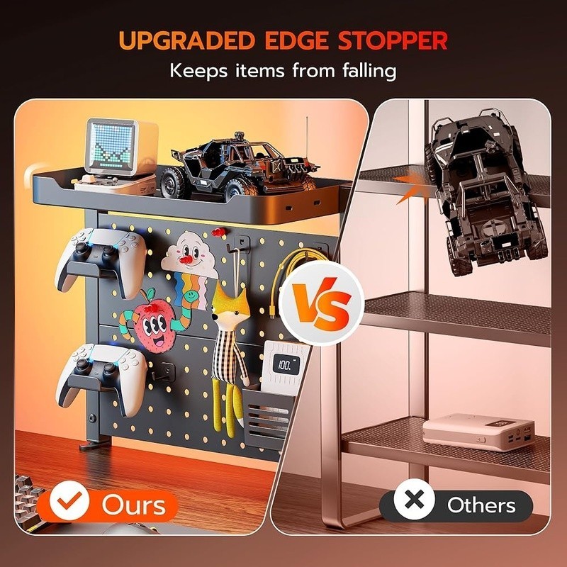Magnetic Desk Pegboard Shelf Heavy Duty Clamp Adjustable Organizer Office Gaming