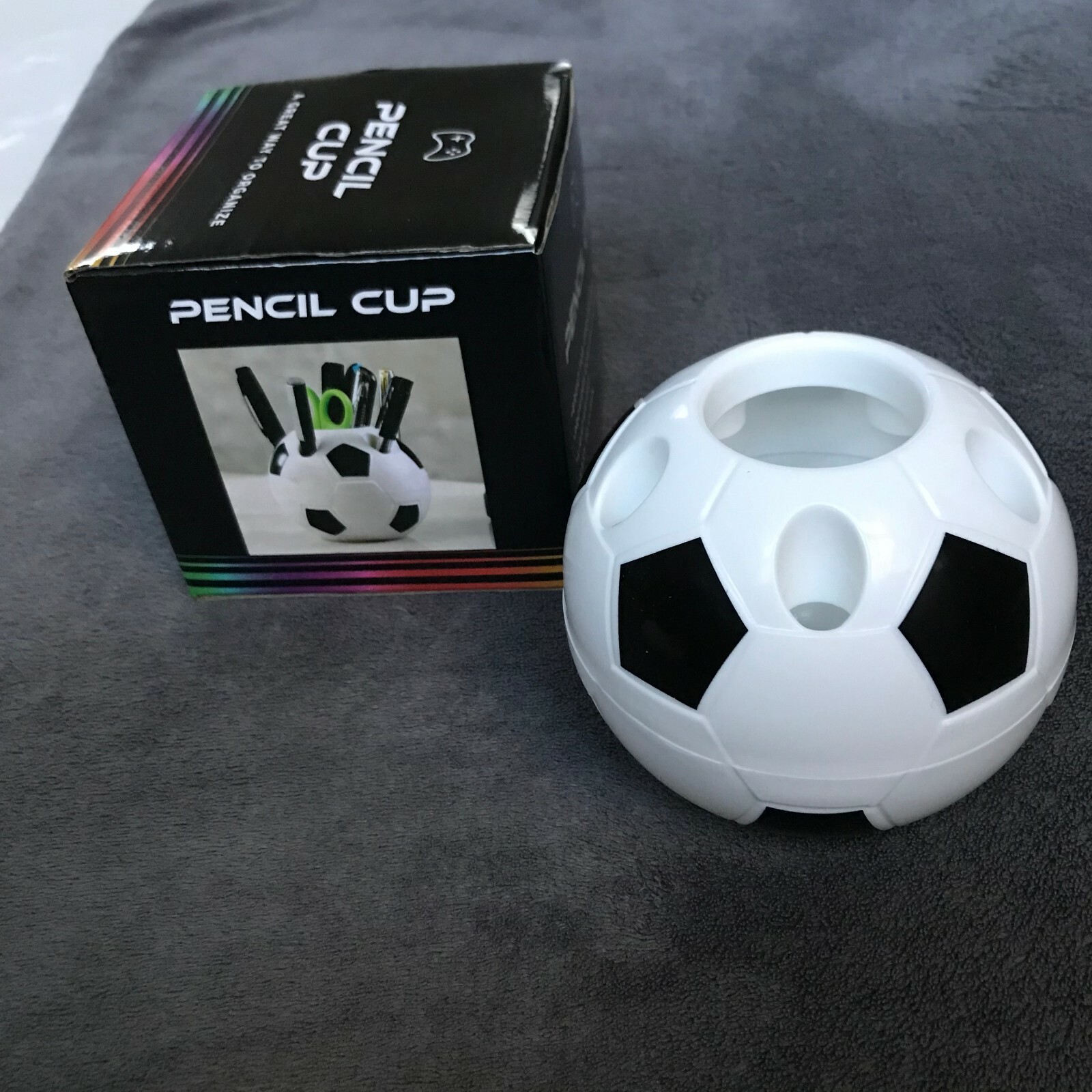 Best Brands Black &White Lightweight Easy To Clean Soccer Ball Pencil Cup Holder