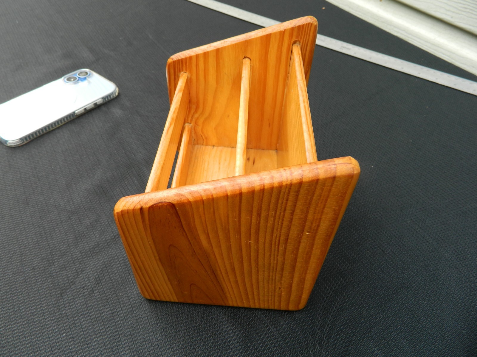 Vintage Wooden Desk Organizer Mail Sorter Letter/Device Holder oak wood Finish