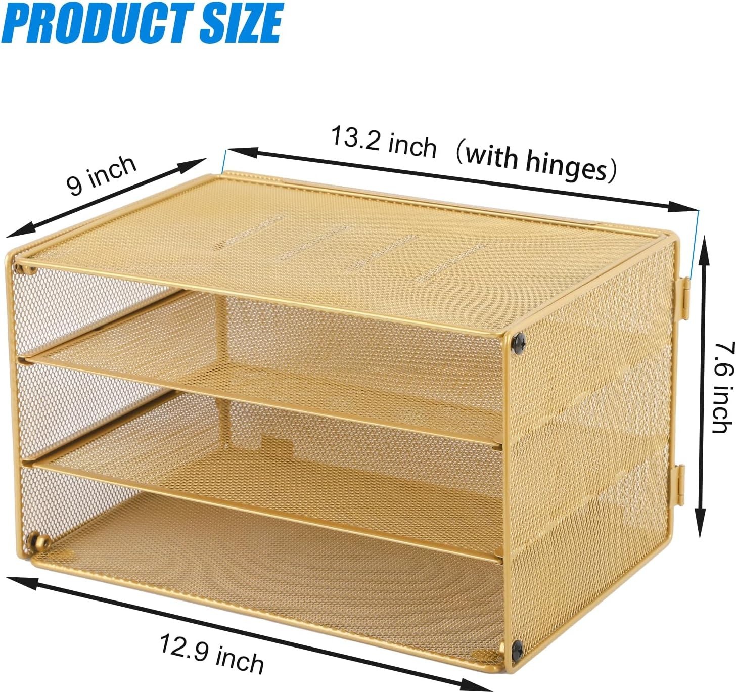 Elegant Gold 3 Tier Mesh Desk Organizer for Effortless Document Management