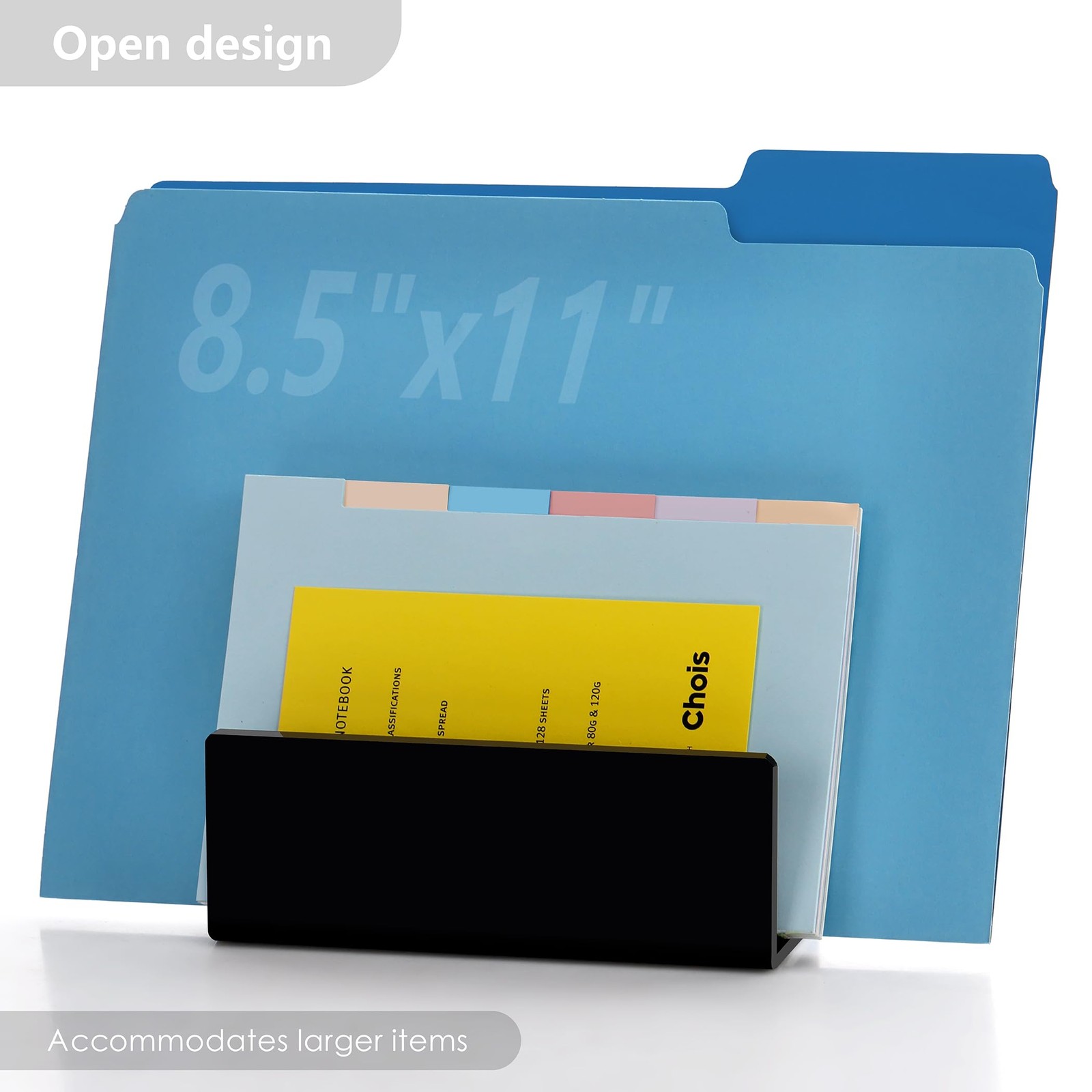 Acrylic Desk Mail Organizer Sorter Black File Holder Letter Document Rack