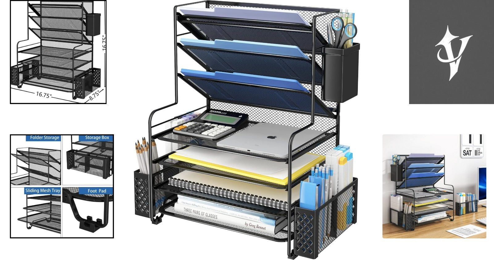 Multi-Functional 7-Tier File Organizer with Pen Holder – Ideal for Office Use
