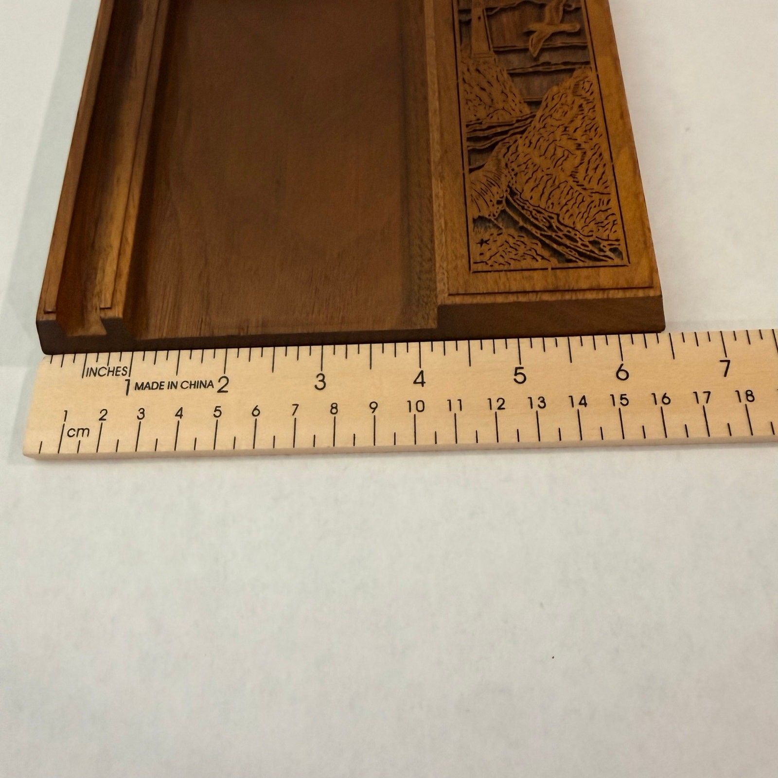 Lasercraft Walnut Coastal Lighthouse Seagull Desktop Note Pen Caddy Carved Wood