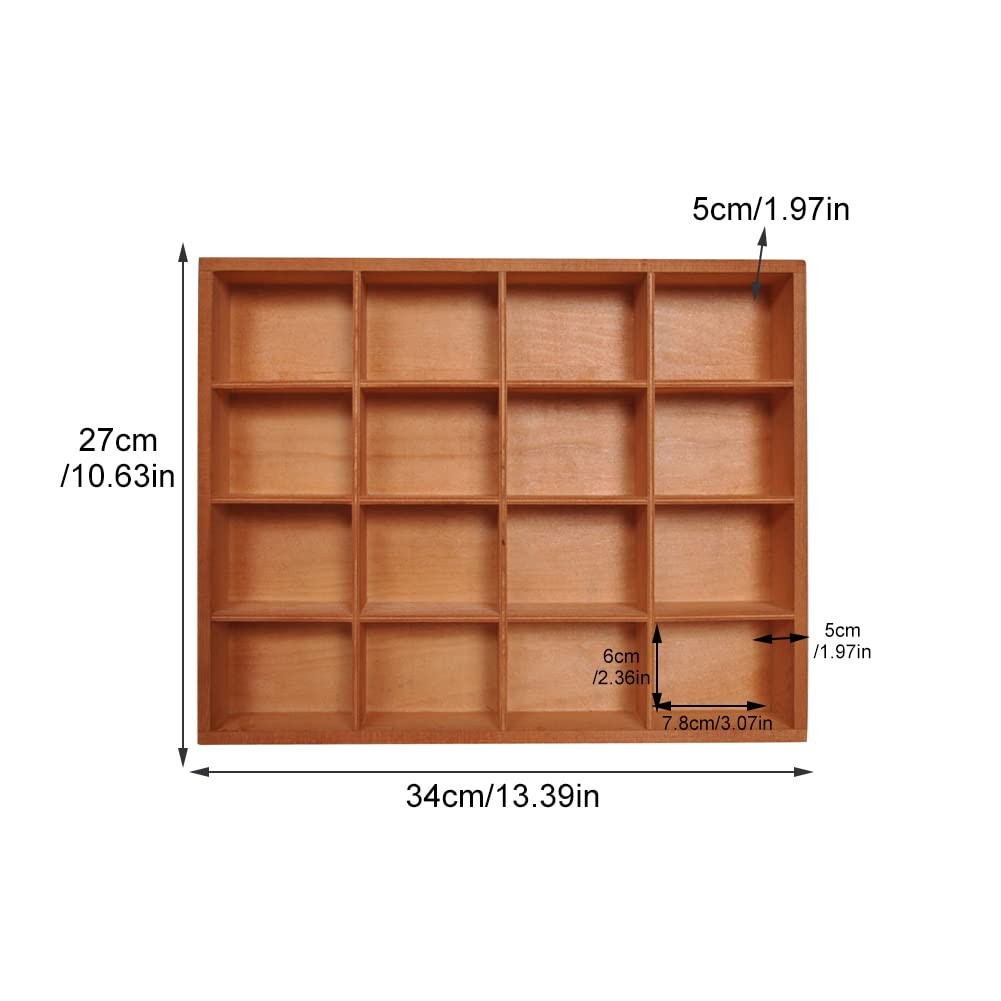 1Pc Wooden Drawer Organizer,16 Compartments Divided 13.4″ x 10.6″ x 2″, Brown