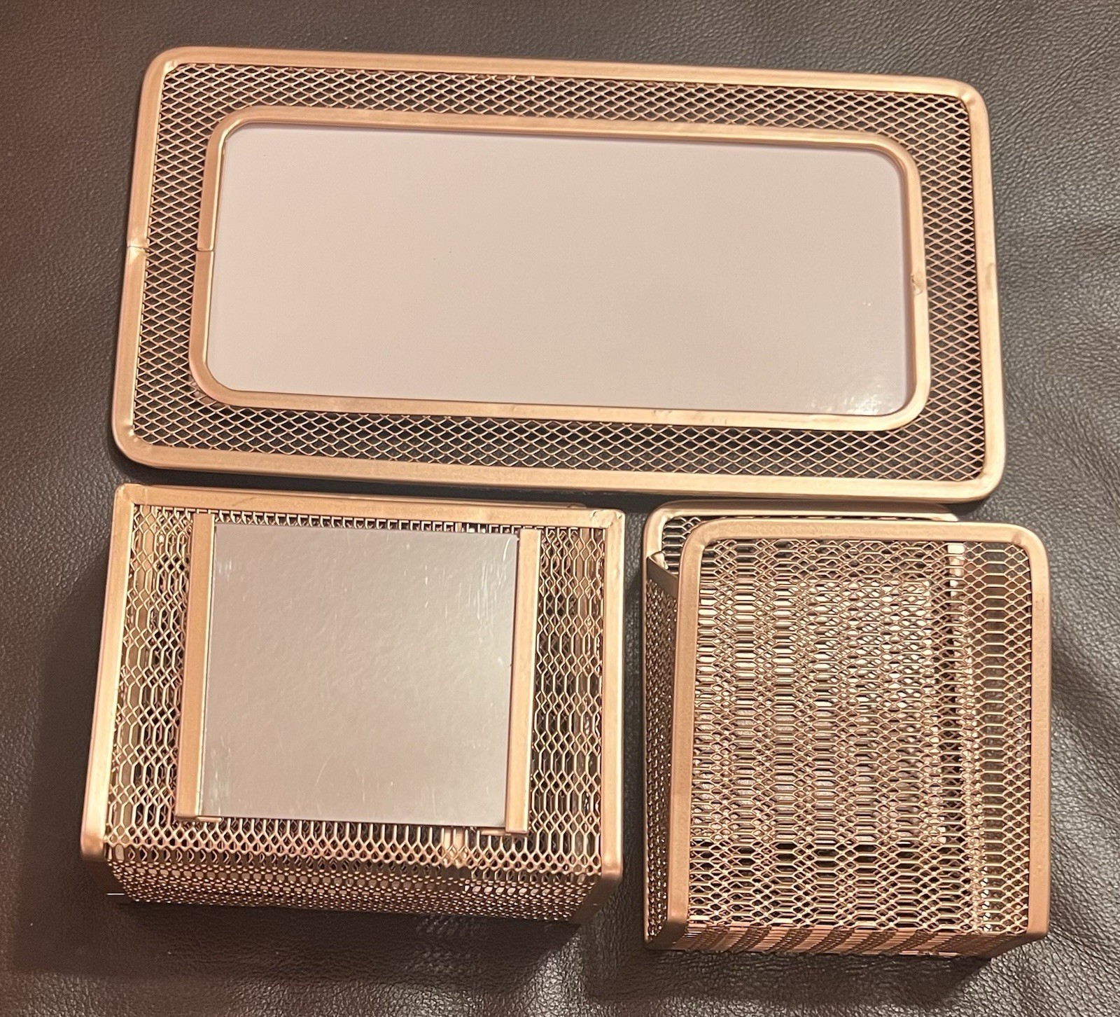 3-Piece Gold Magnetic Desk Organizer set.