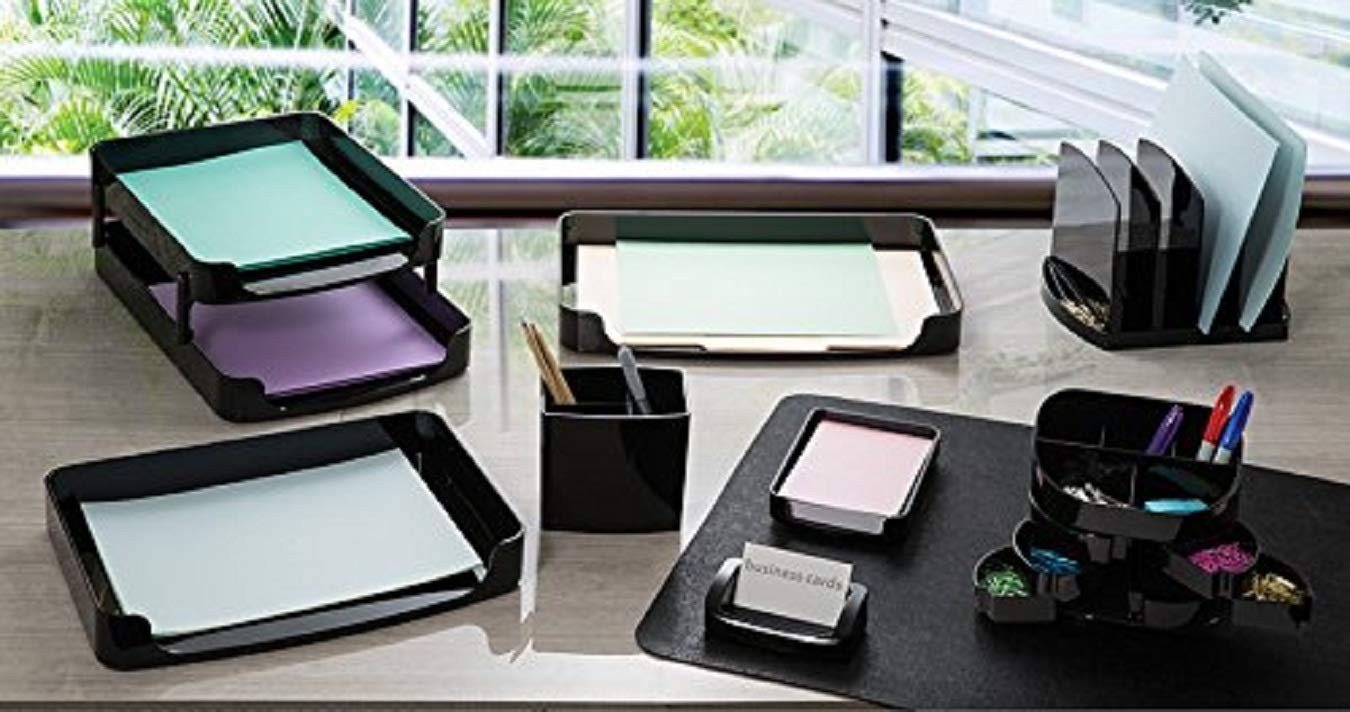2200 Series Double Supply Desktop Organizer in Black Plastic