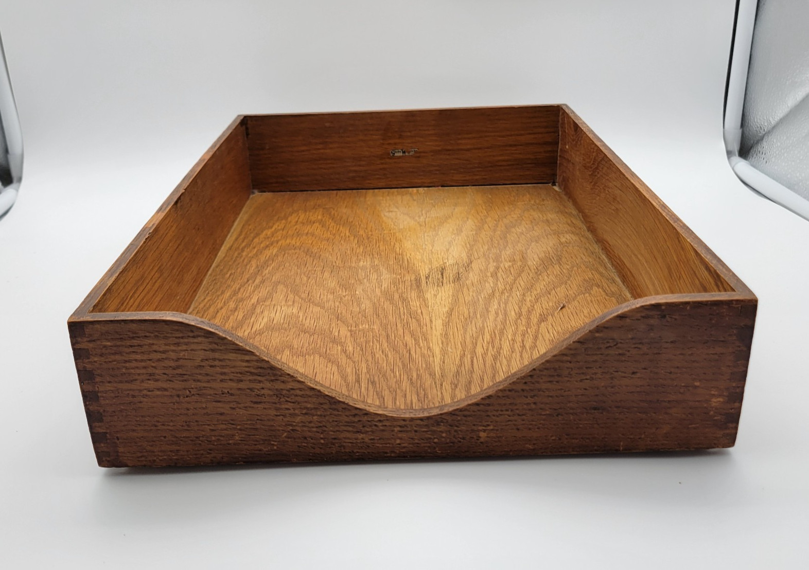 Vtg Globe-Wernicke Wooden Desk Tray No. 4 Paper Organizer Dovetail Corners USA