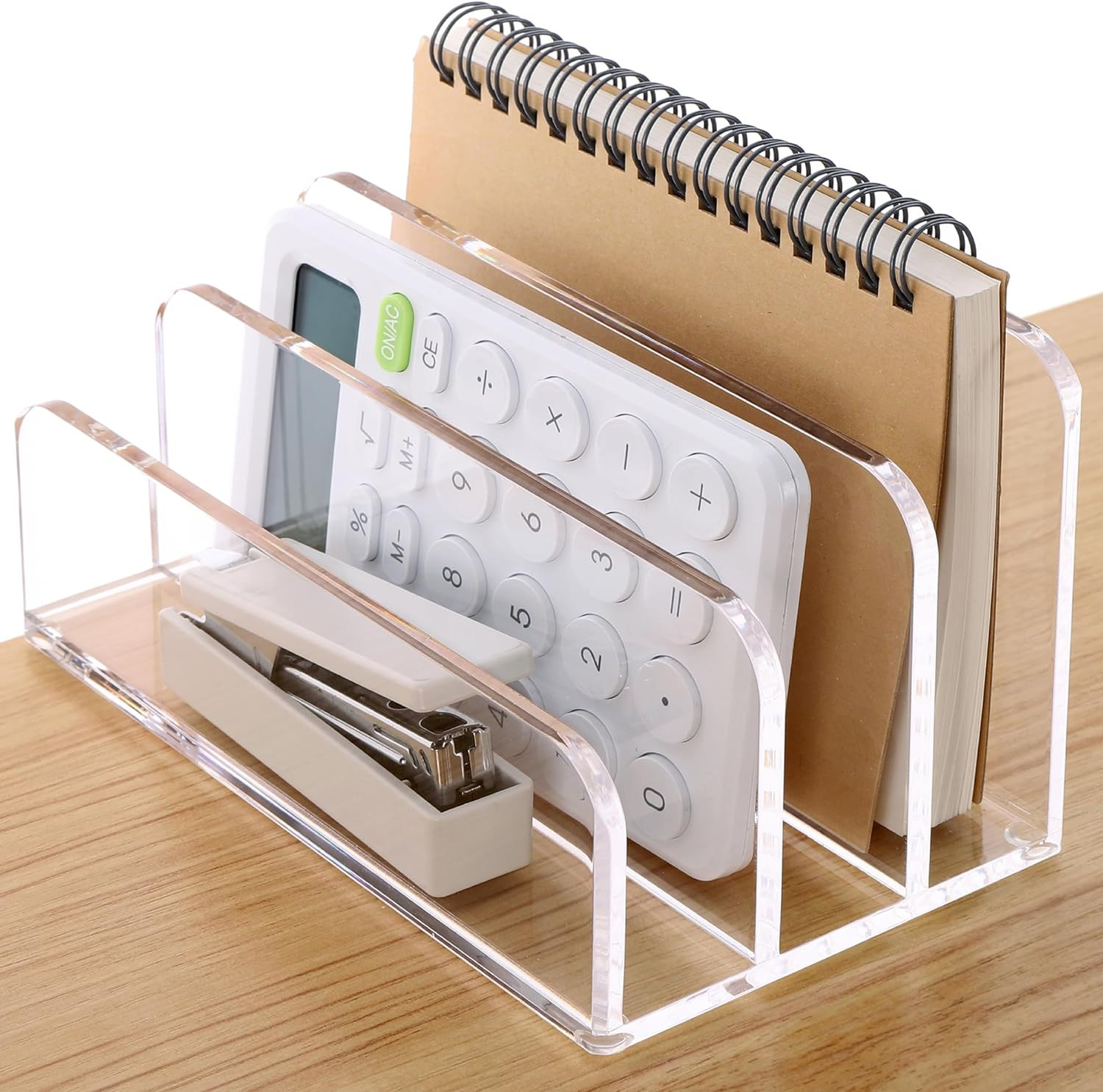 Mail Organizer Letter Holder for Desk 3Compartments Acrylic Desk Organizer Clear