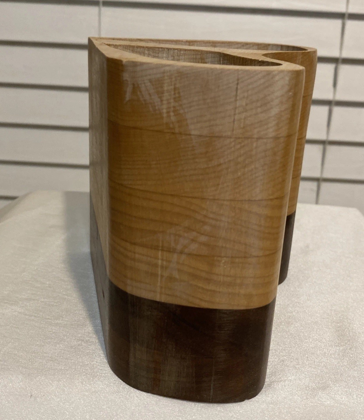 Wooden Utensil/Desk Organizer Heart Shaped Two Toned 6″ x 5″