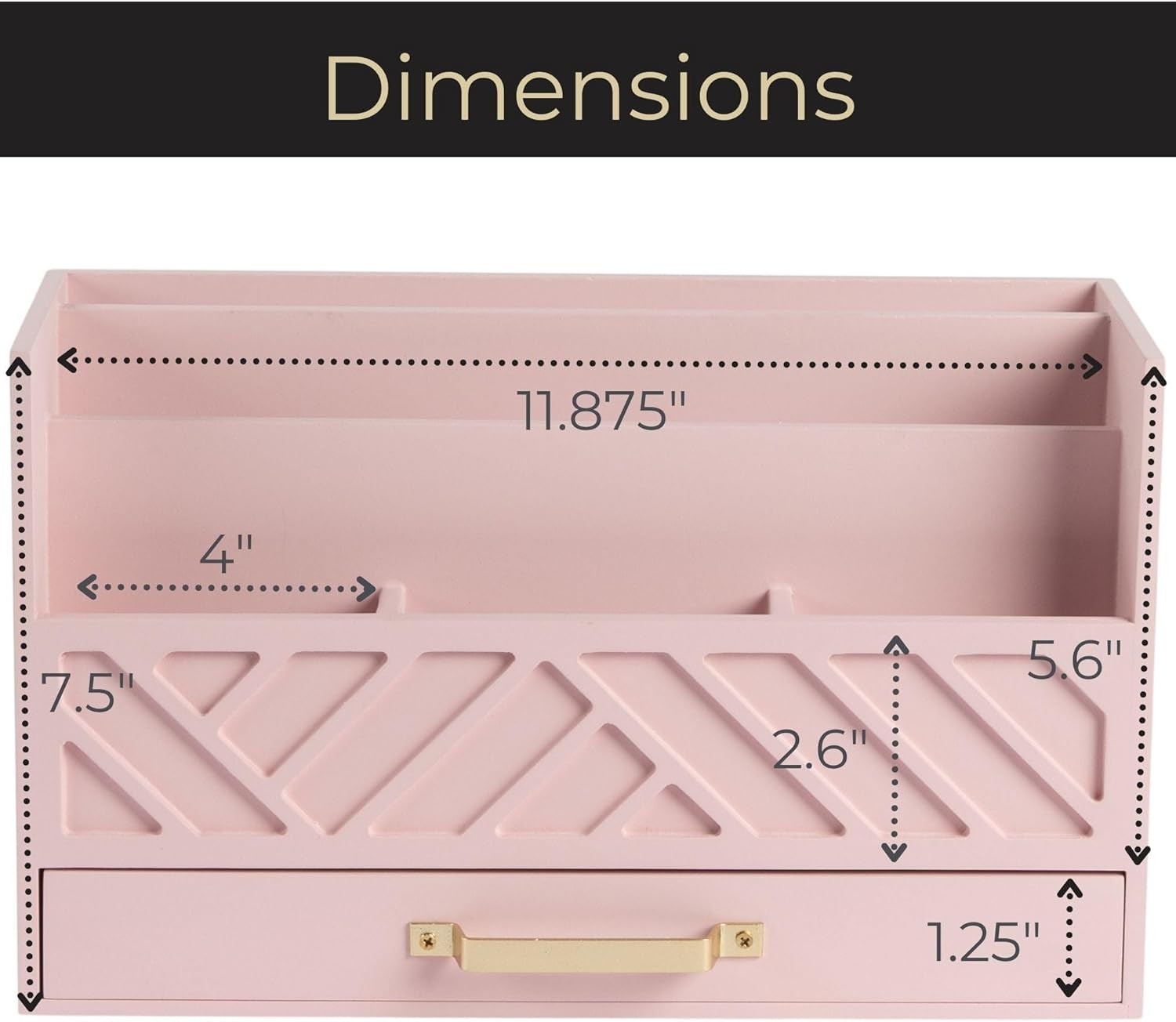 Pink Desk Organizers Wooden Mail Organizer with Drawer | Mail Sorter Organizer